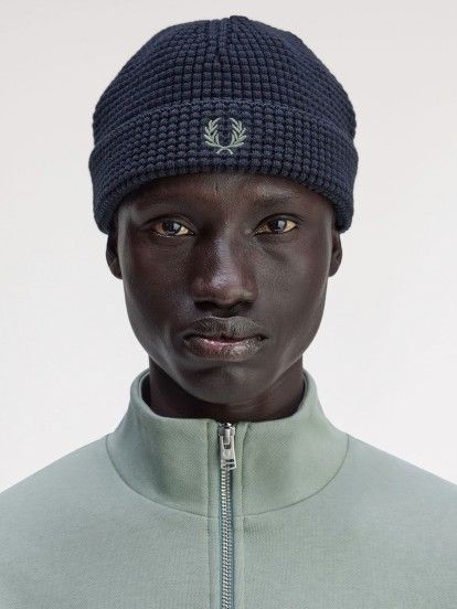 Fred Perry Waffle Blue Beanie