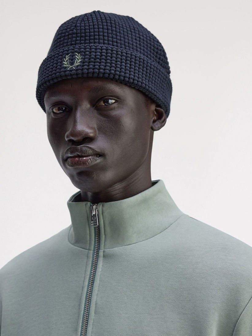 Fred Perry Waffle Blue Beanie