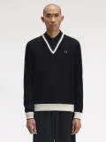 Fred Perry Contrast Tipped Black Jumper