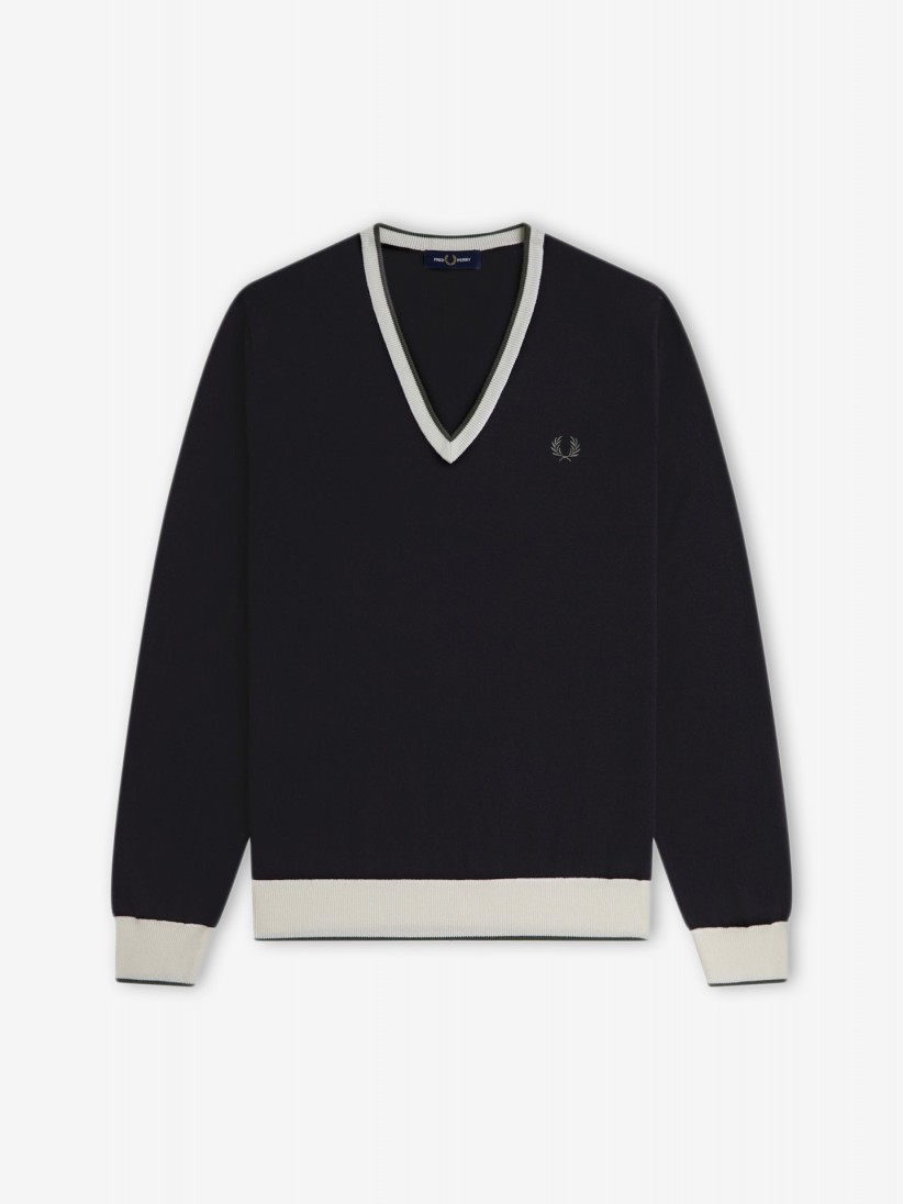 Fred Perry Contrast Tipped Black Jumper