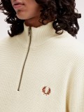 Fred Perry Waffle Stitch Beige Zip Jumper