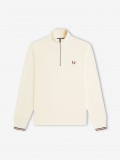 Fred Perry Waffle Stitch Beige Zip Jumper