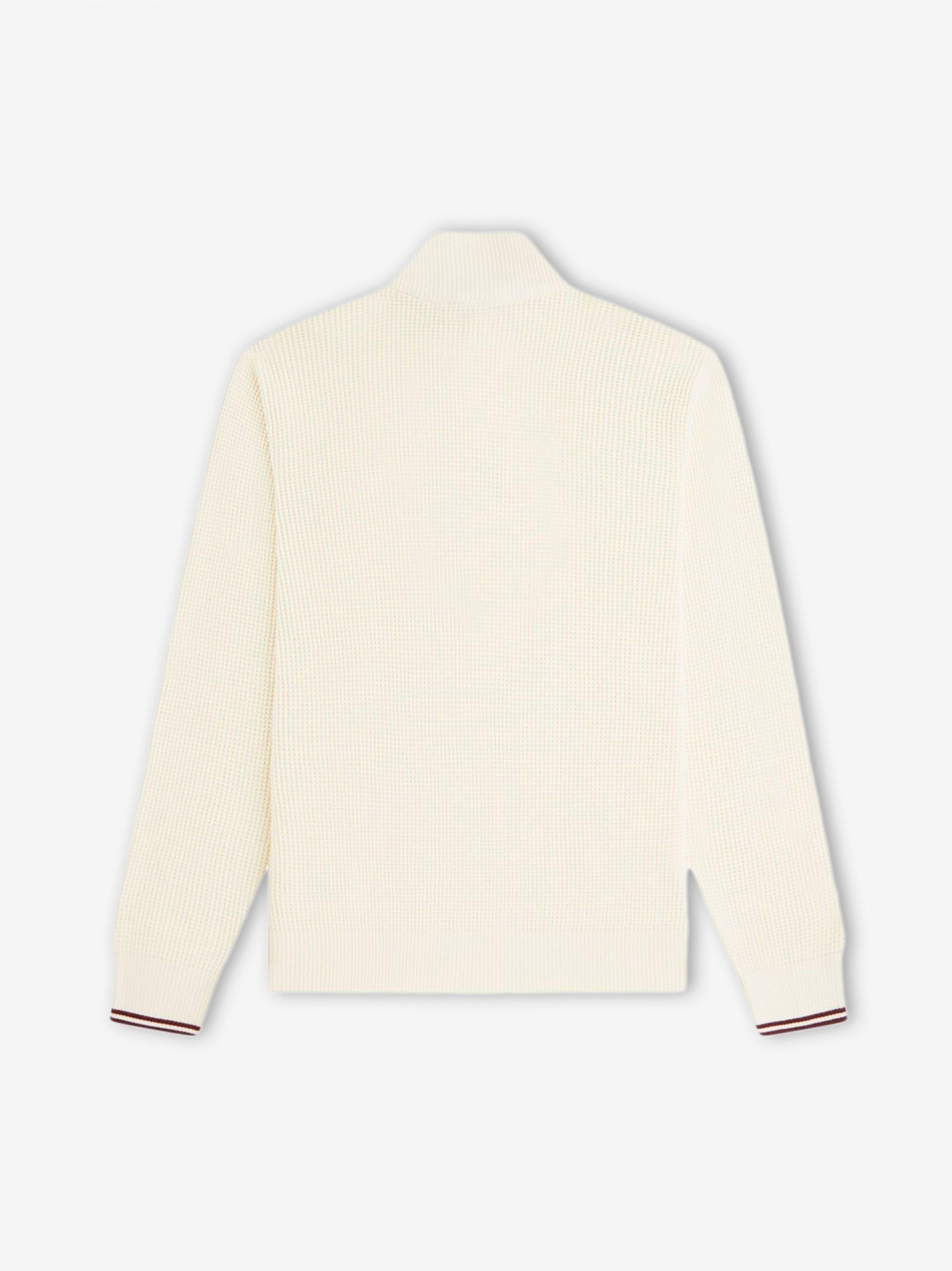 Fred Perry Waffle Stitch Beige Zip Jumper