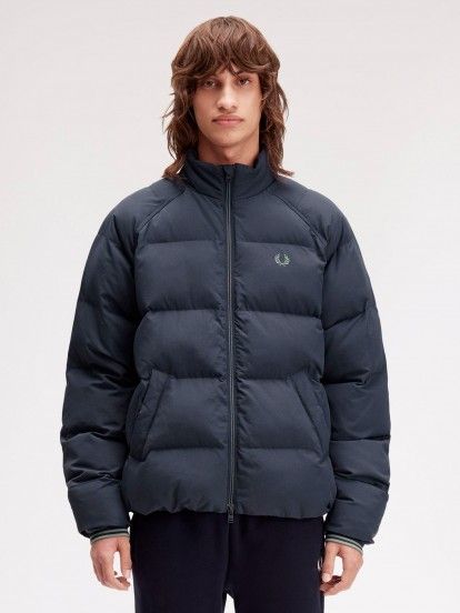Fred Perry Raglan Sleeve Padded Blue Jacket