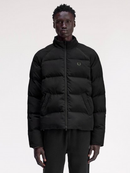 Fred Perry Raglan Sleeve Padded Black Jacket