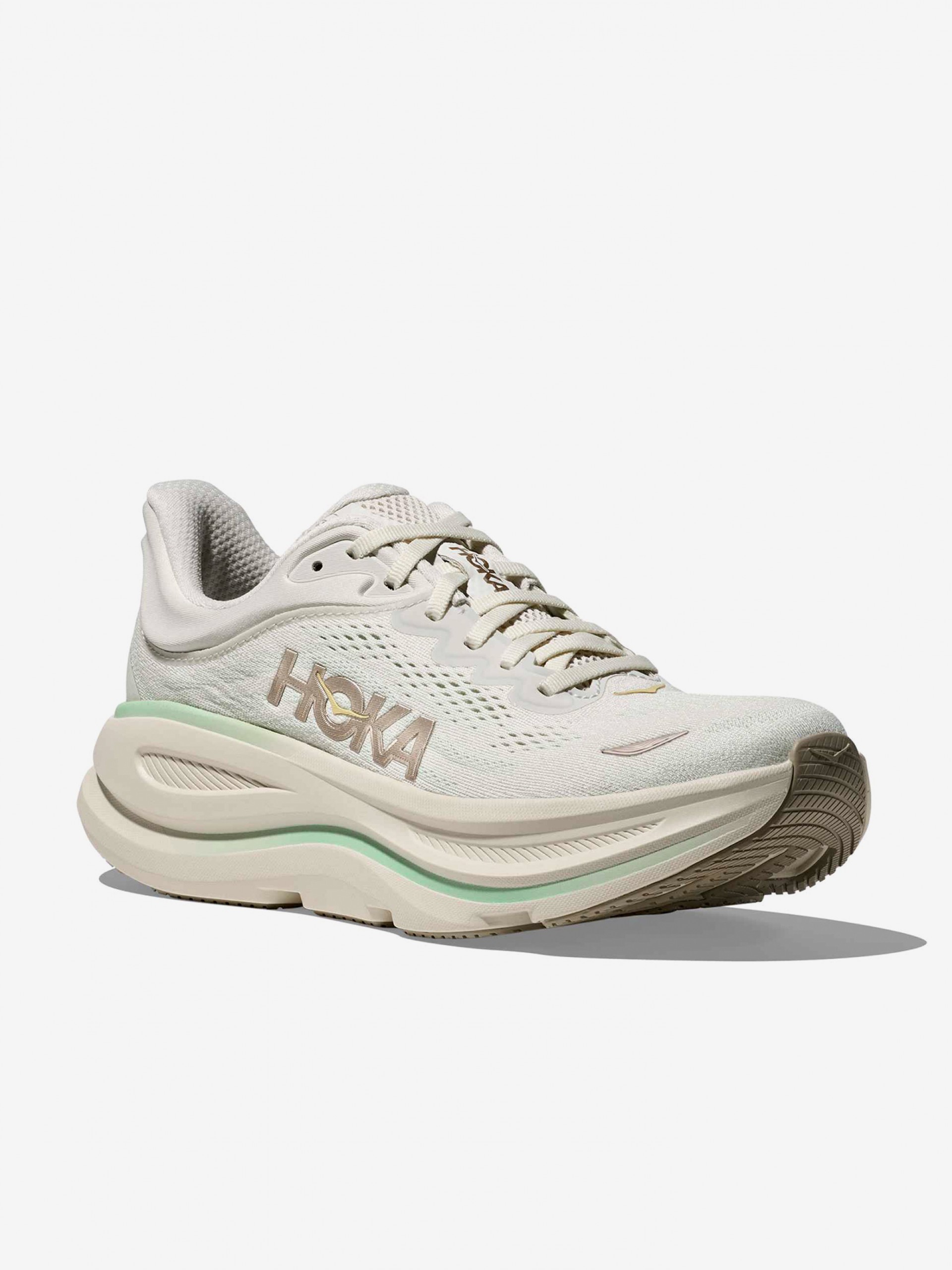 Hoka Bondi 9 W Beige Running Trainers
