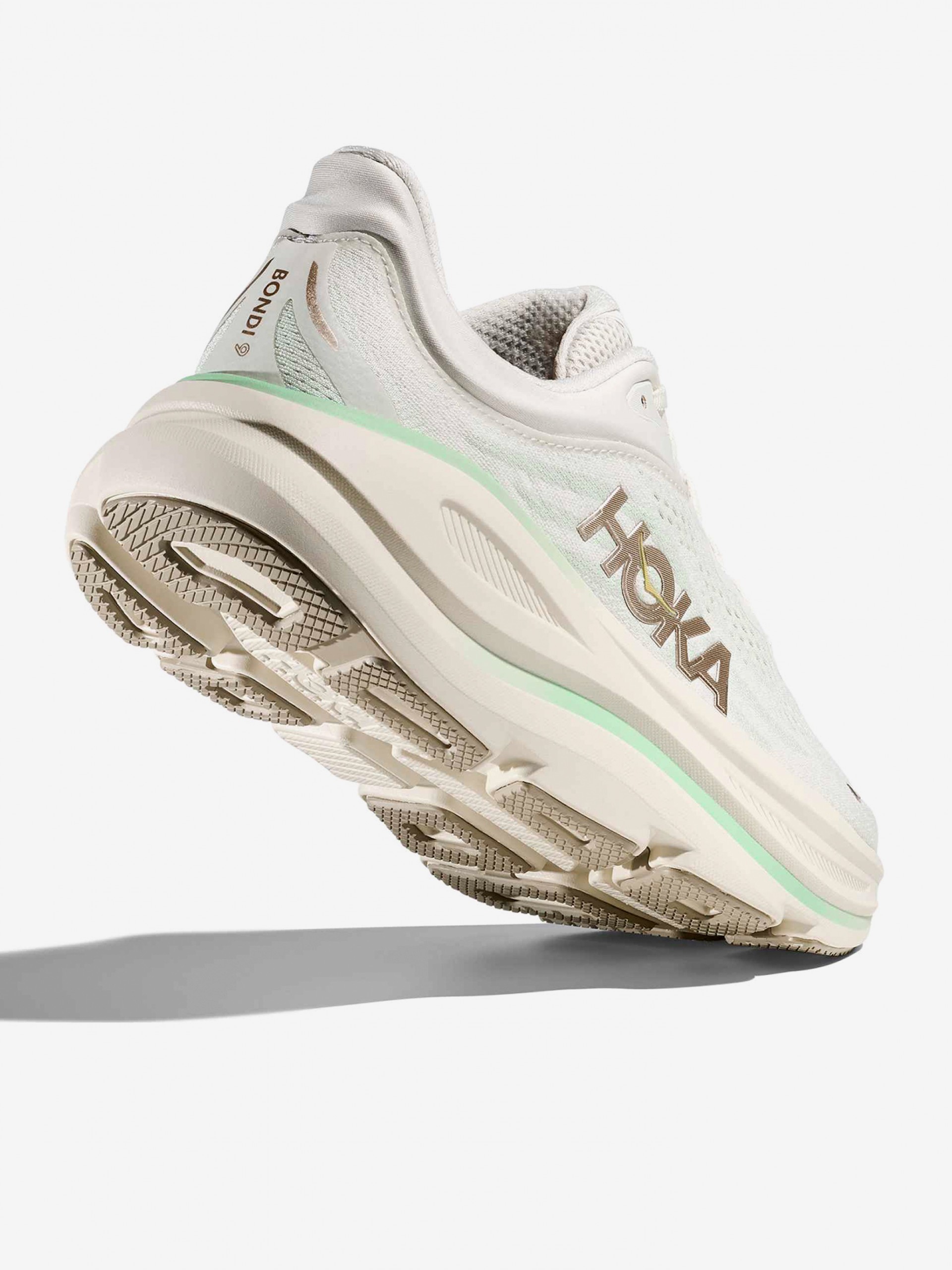Hoka Bondi 9 W Beige Running Trainers