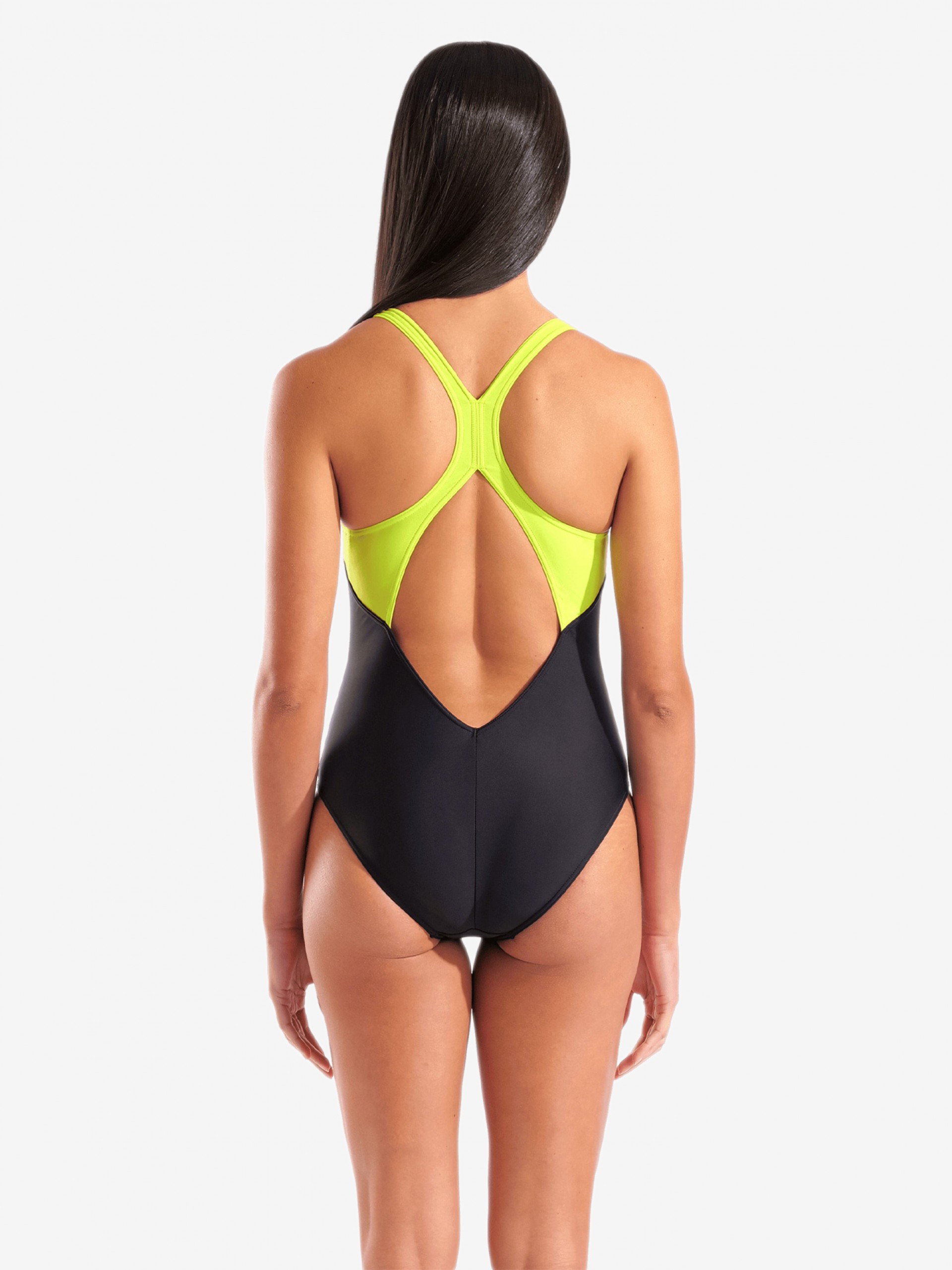Arena Grid V Back Graphic Black Swimsuit