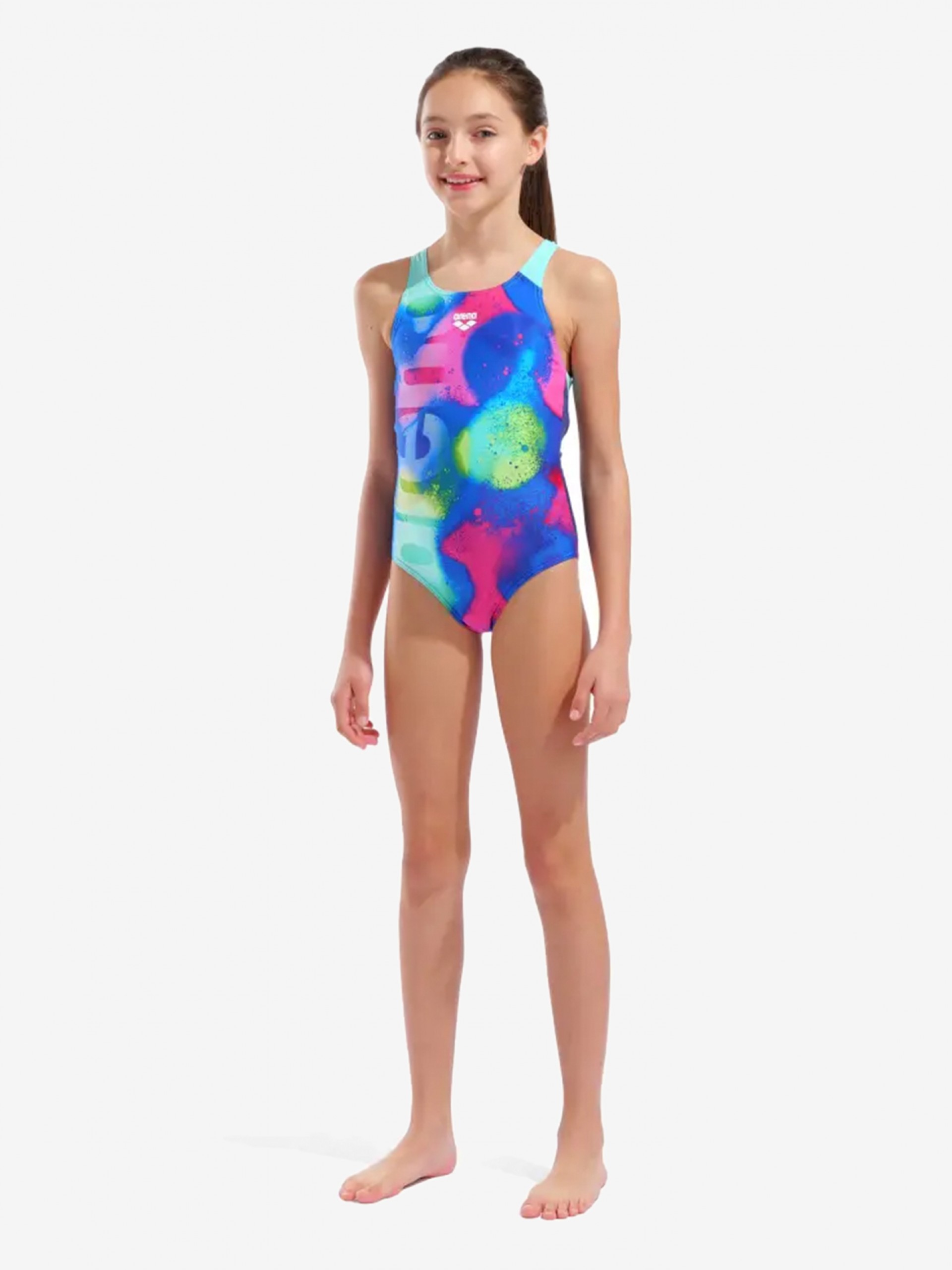 Arena Spray Paint Swim Pro Back Kids Blue Swimsuit