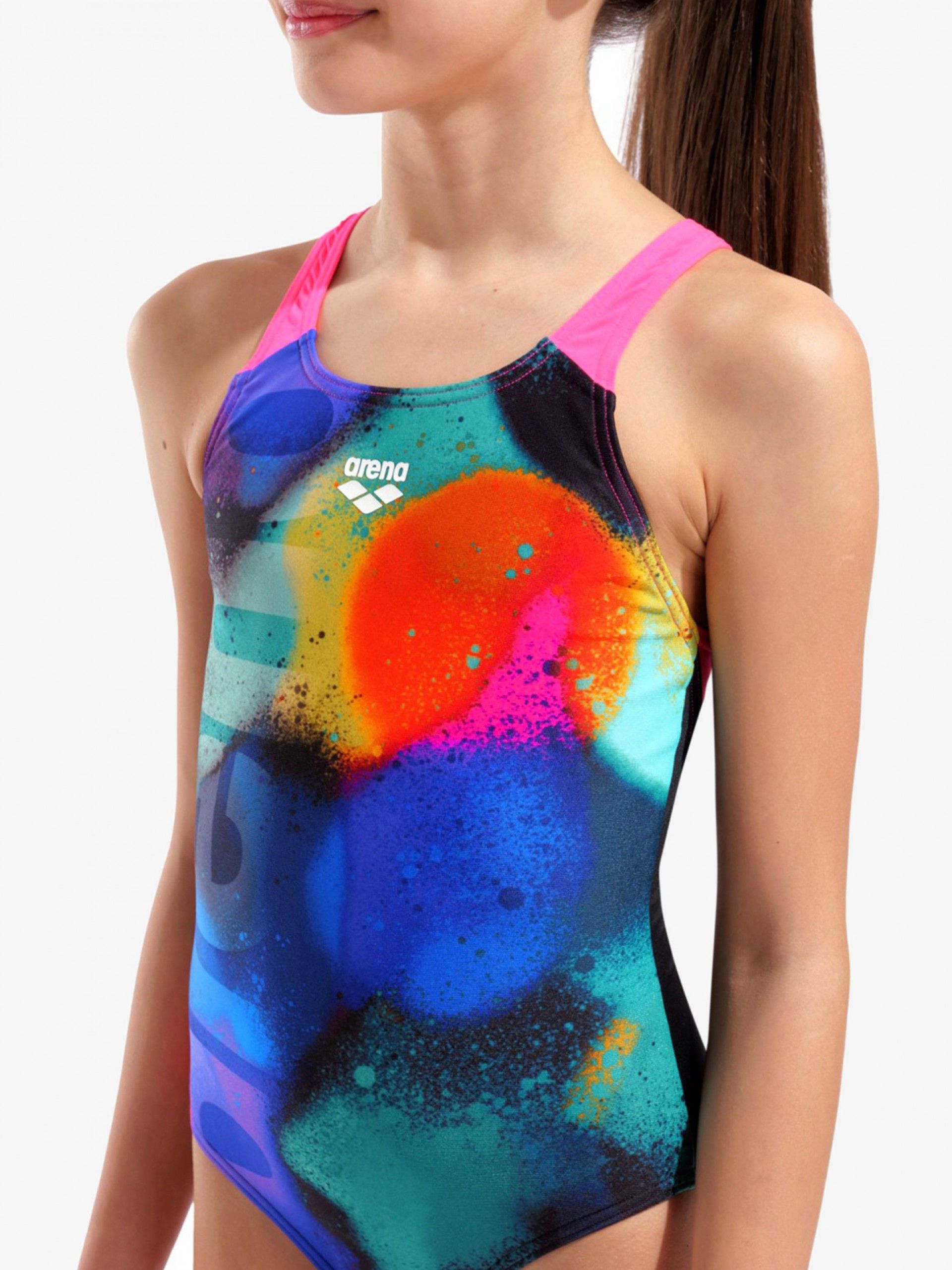 Arena Spray Paint Swim Pro Back Kids Colourful Swimsuit
