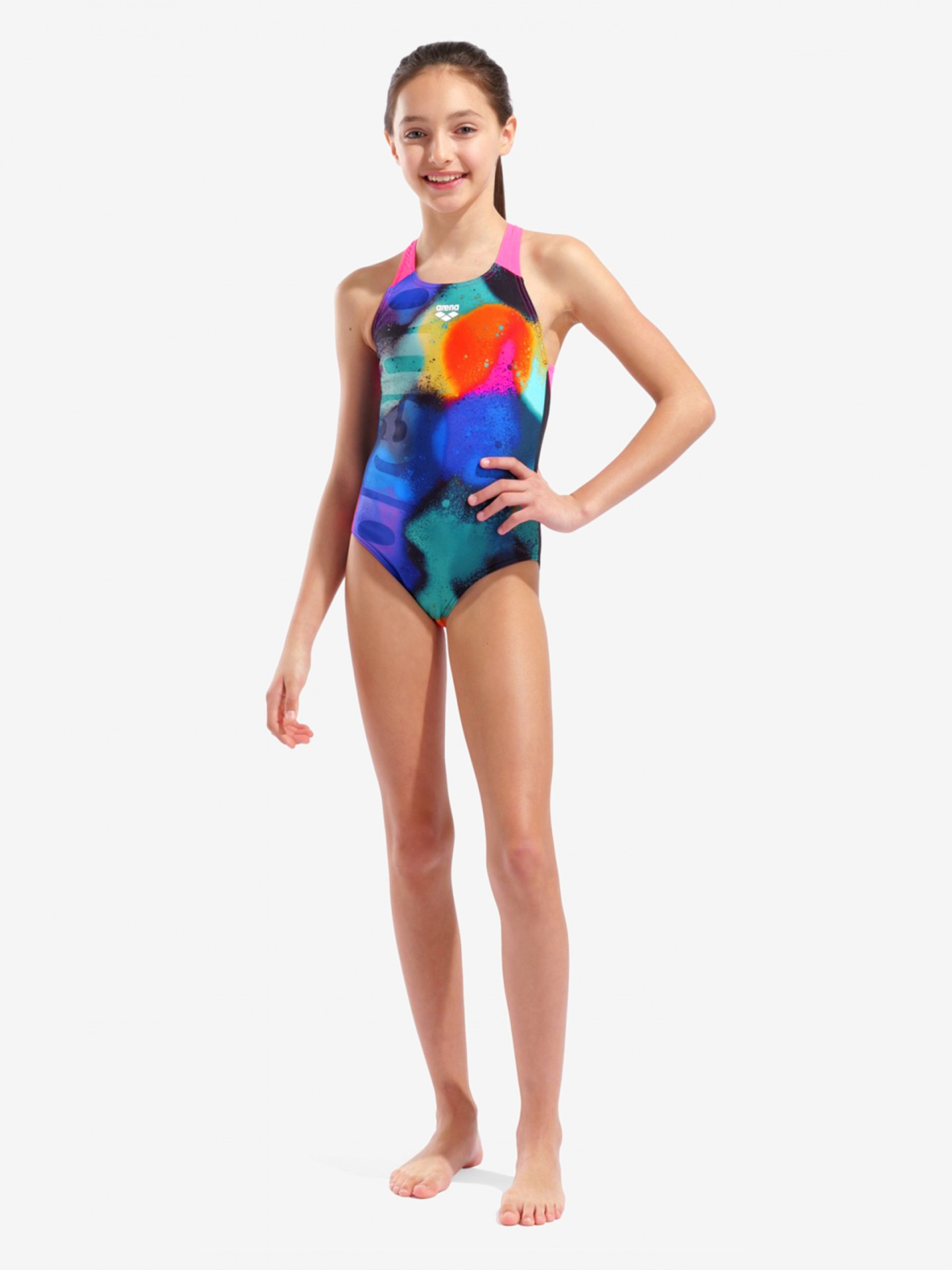 Arena Spray Paint Swim Pro Back Kids Colourful Swimsuit