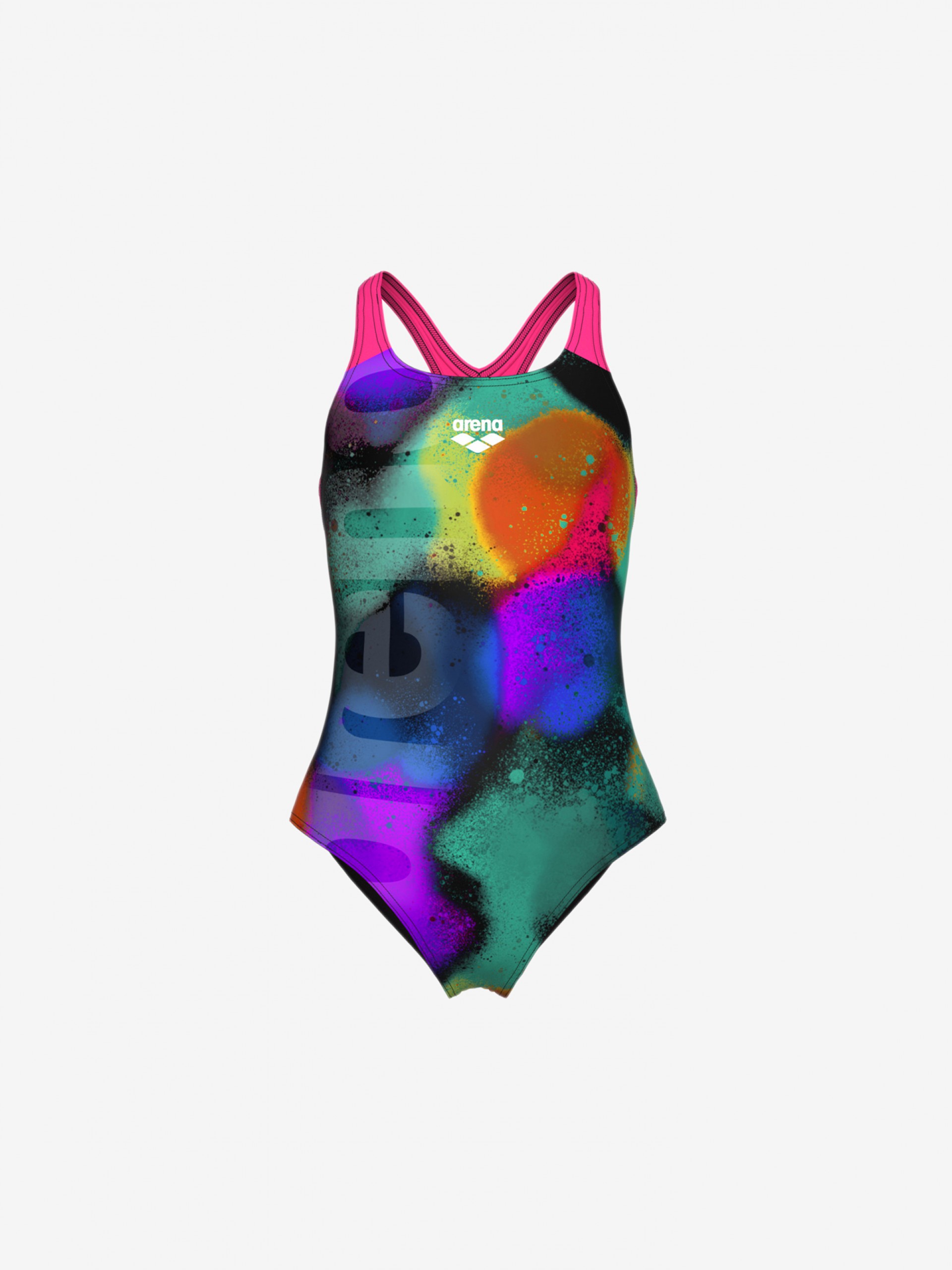 Arena Spray Paint Swim Pro Back Kids Colourful Swimsuit