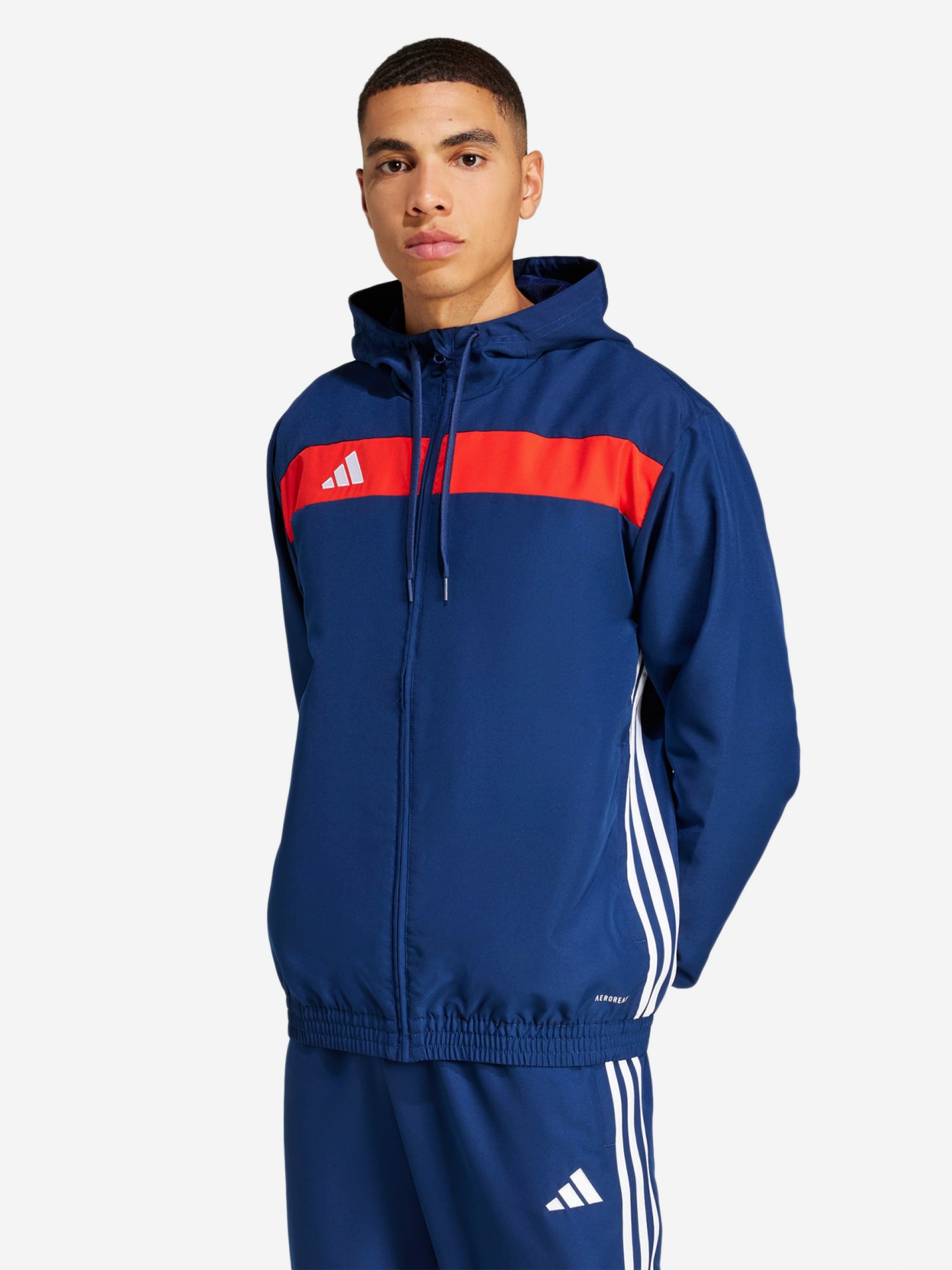 Chaqueta con Capucha de Fútbol Adidas Tiro 25 Essentials Azul y Roja