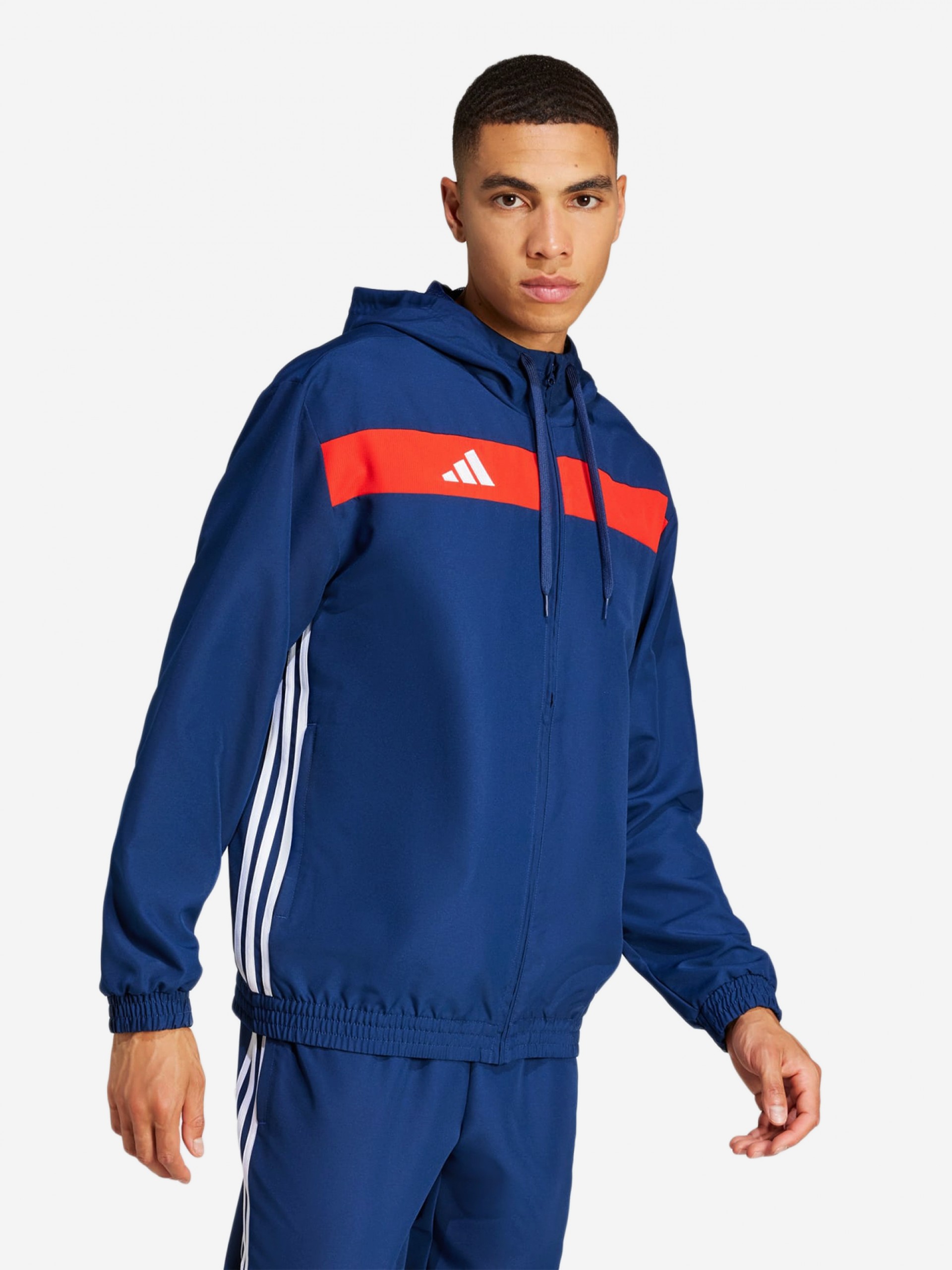 Casaco com Capuz de Futebol Adidas Tiro 25 Essentials Azul e Vermelho