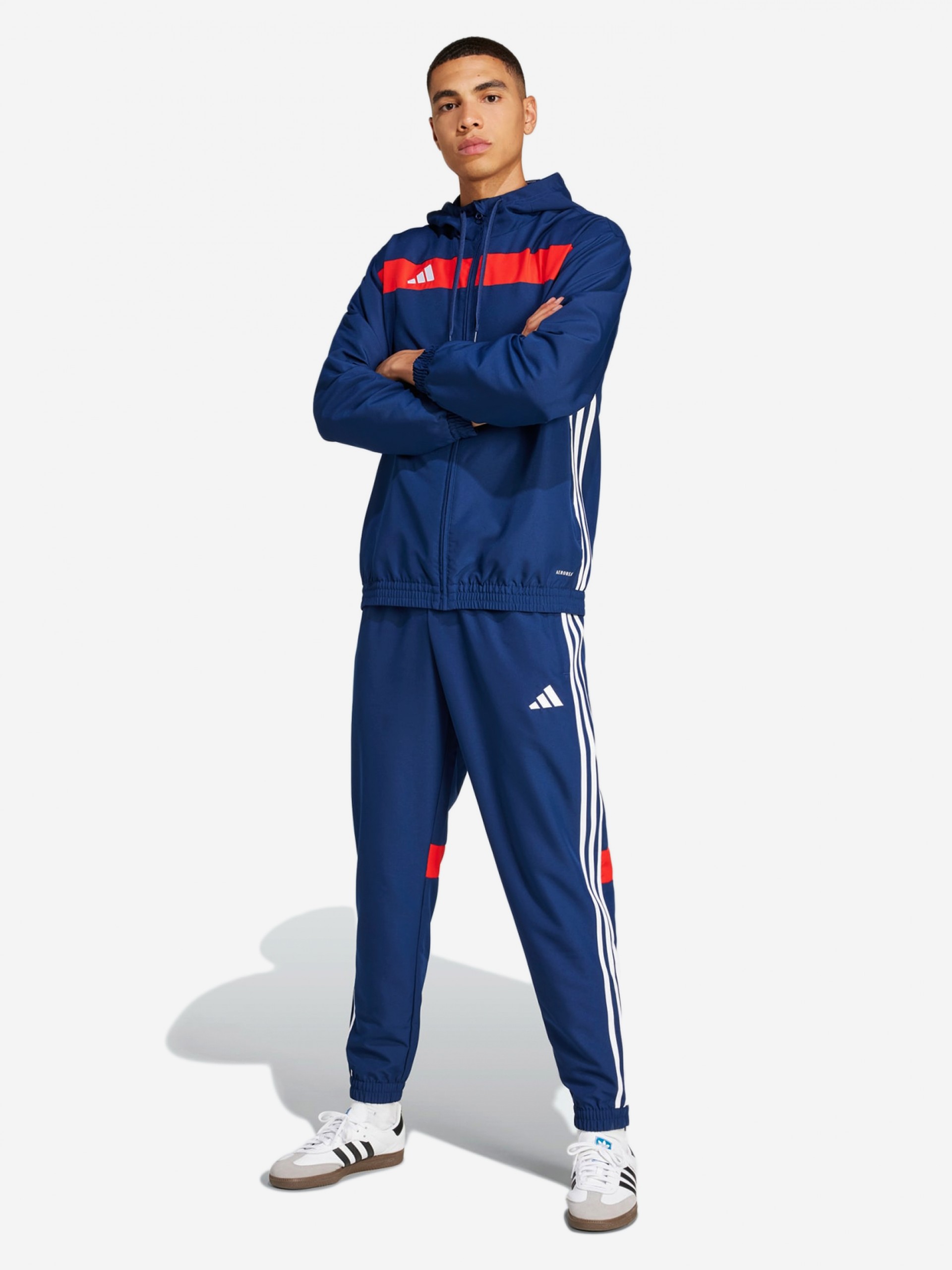 Adidas Tiro 25 Essentials Blue and Red Football Hooded Jacket
