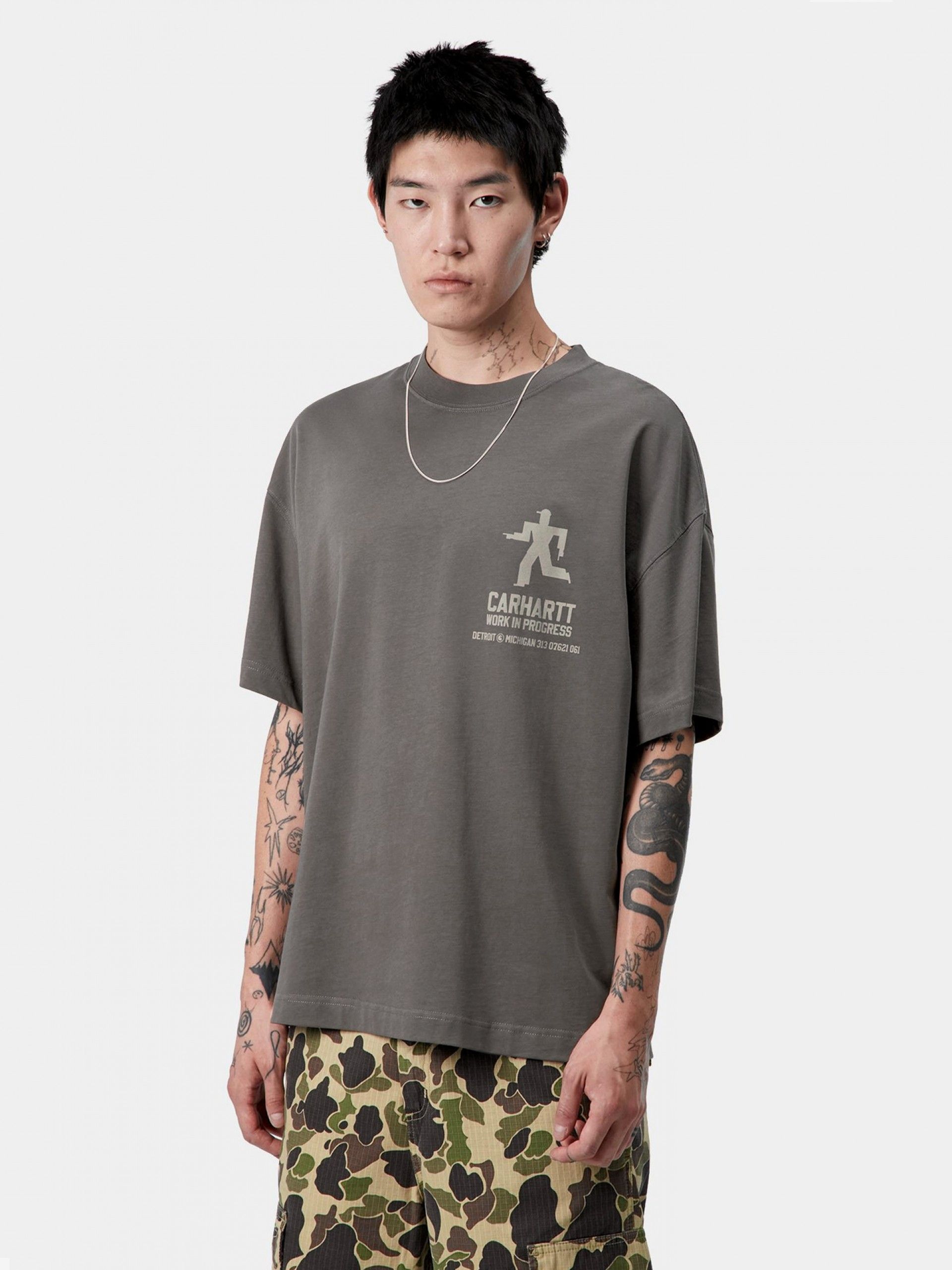 T-shirt Carhartt WIP Distance Cinzenta