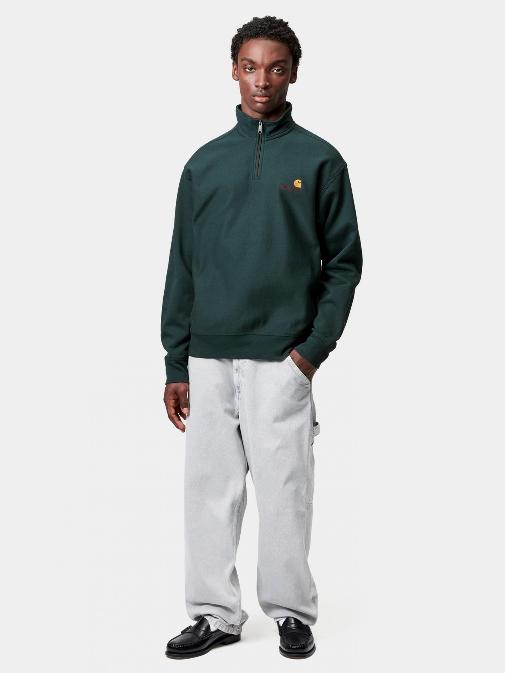 Camisola com Fecho Carhartt WIP American Script Verde