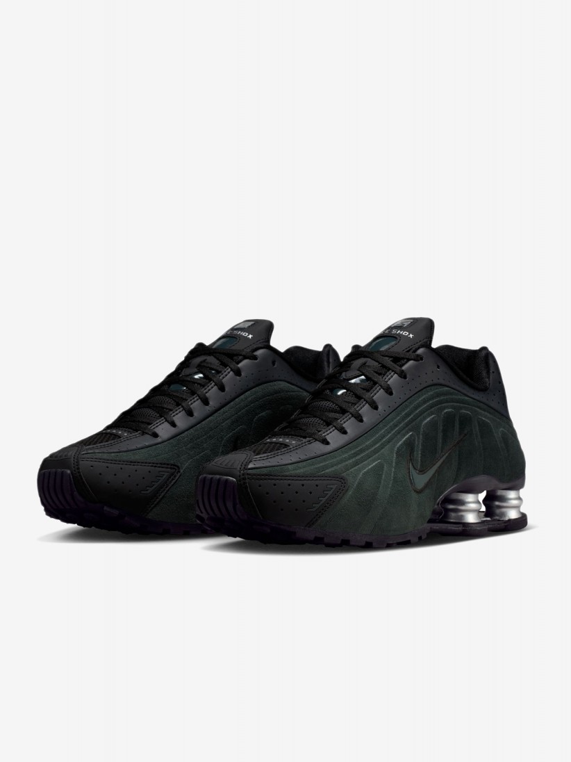 Zapatillas Nike Shox R4 Negras y Verdes Para Mujer