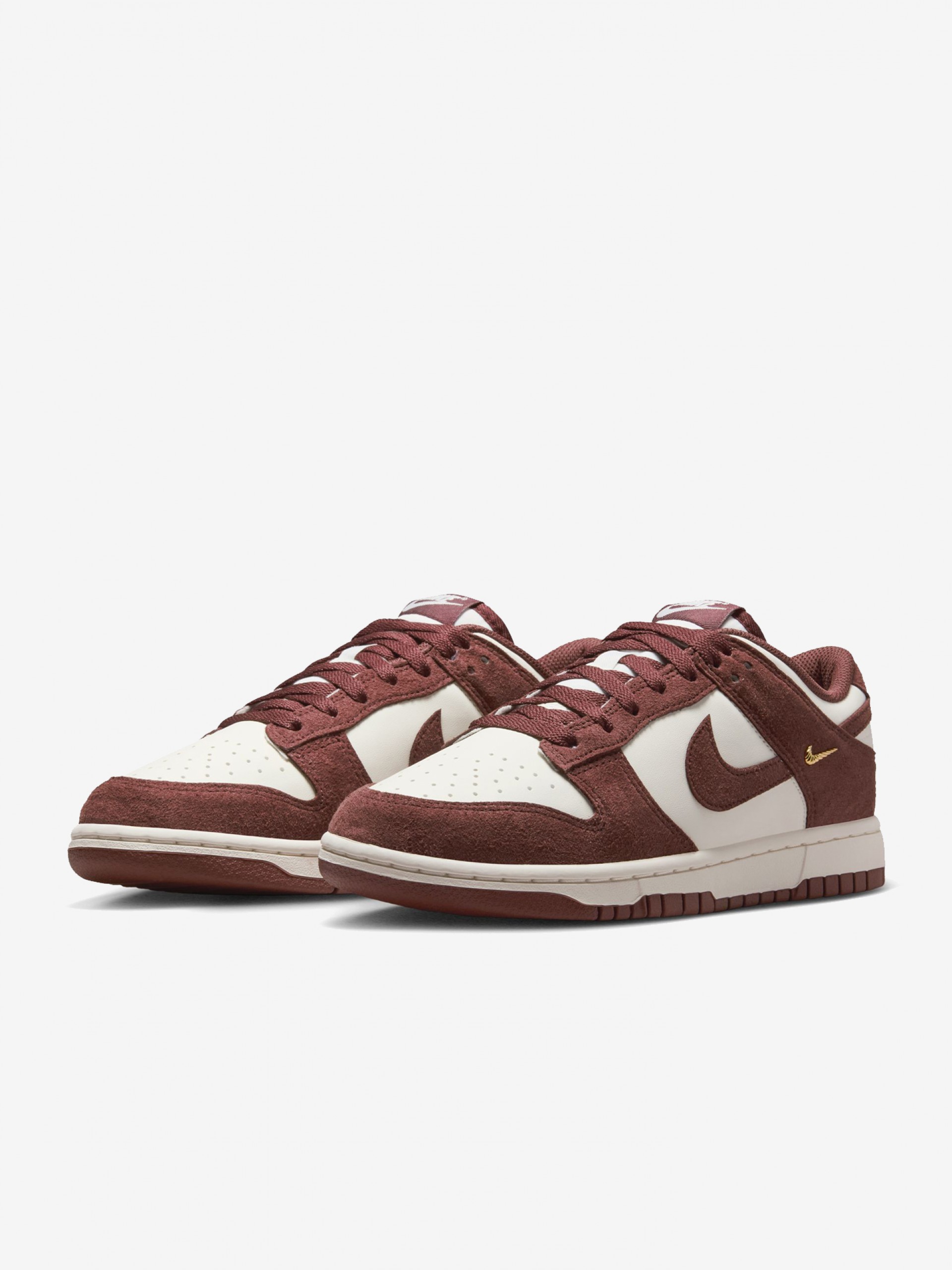 Sapatilhas Nike Dunk Low Castanhas e Brancas Para Mulher