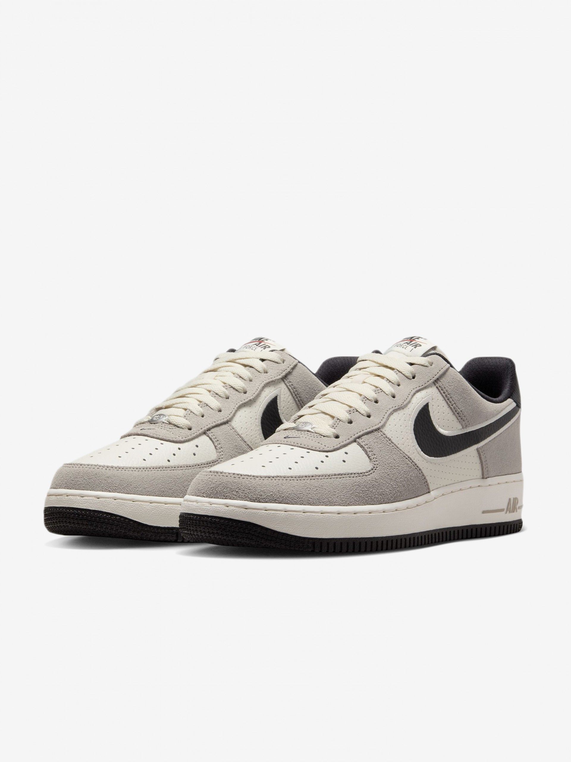 Nike Air Force 1 07 LV8 Grey and Black Leather and Suede Sneakers For Men