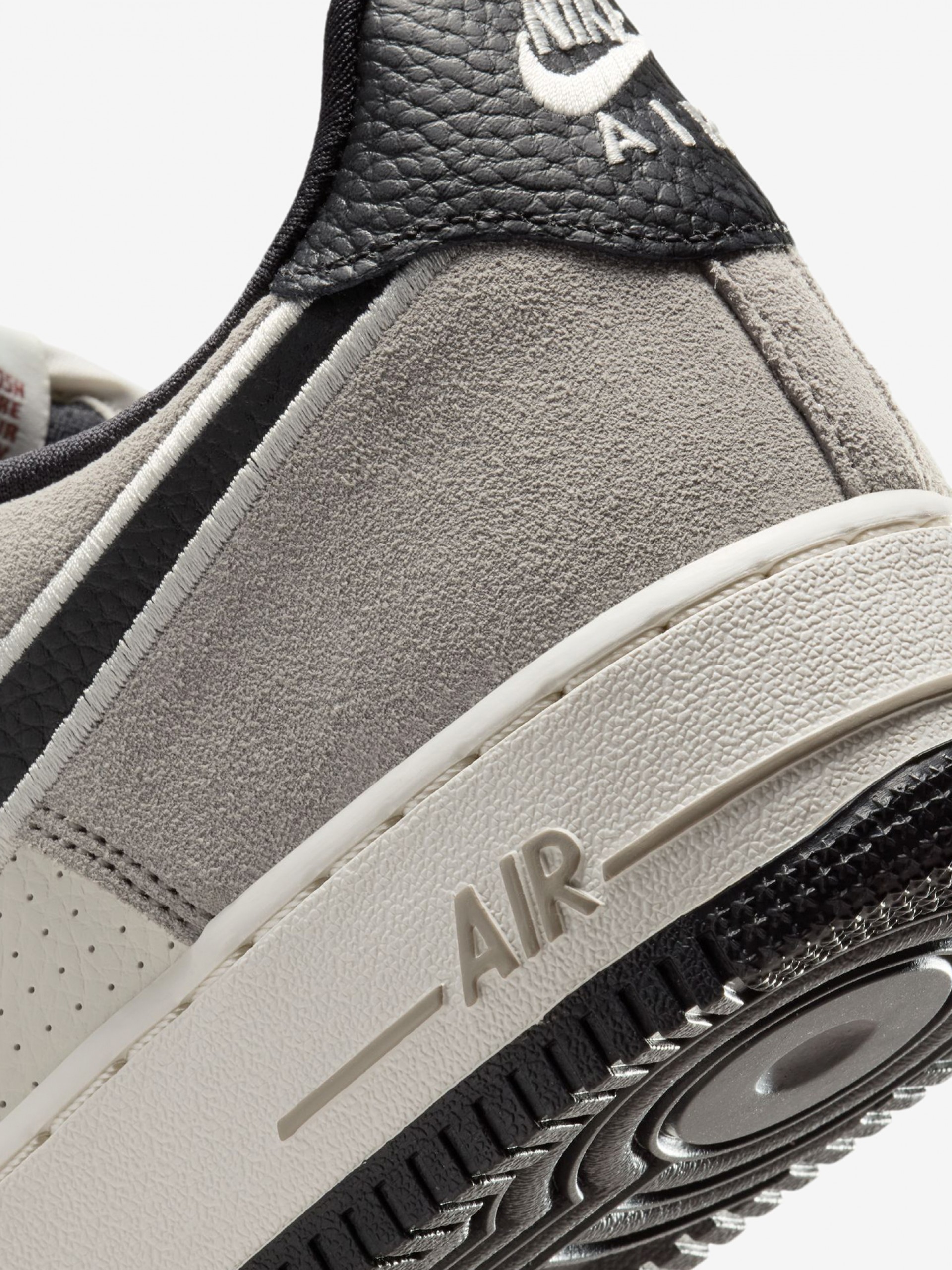 Nike Air Force 1 07 LV8 Grey and Black Leather and Suede Sneakers For Men