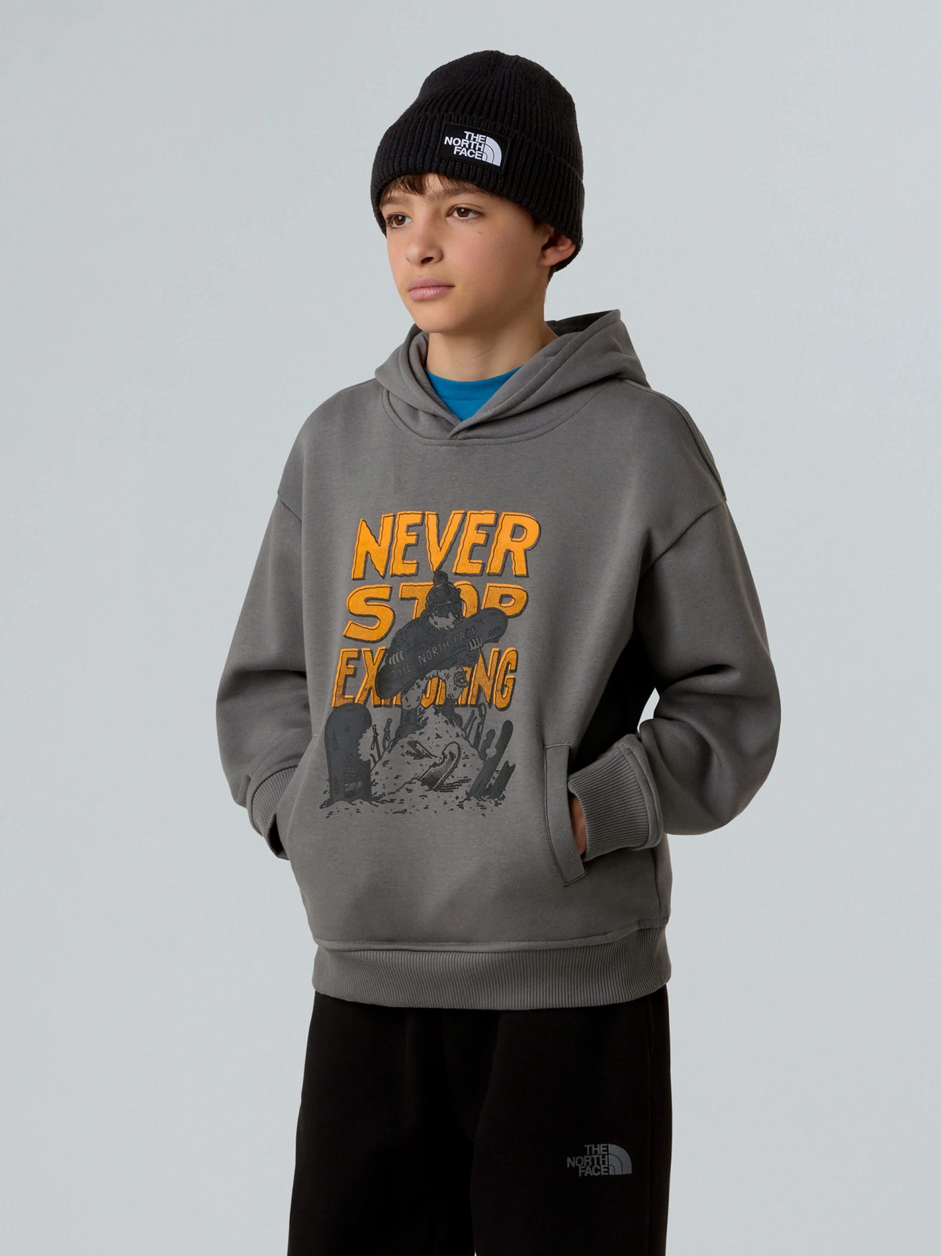 The North Face Sports Oversized Graphic Grey Kids Hoodie