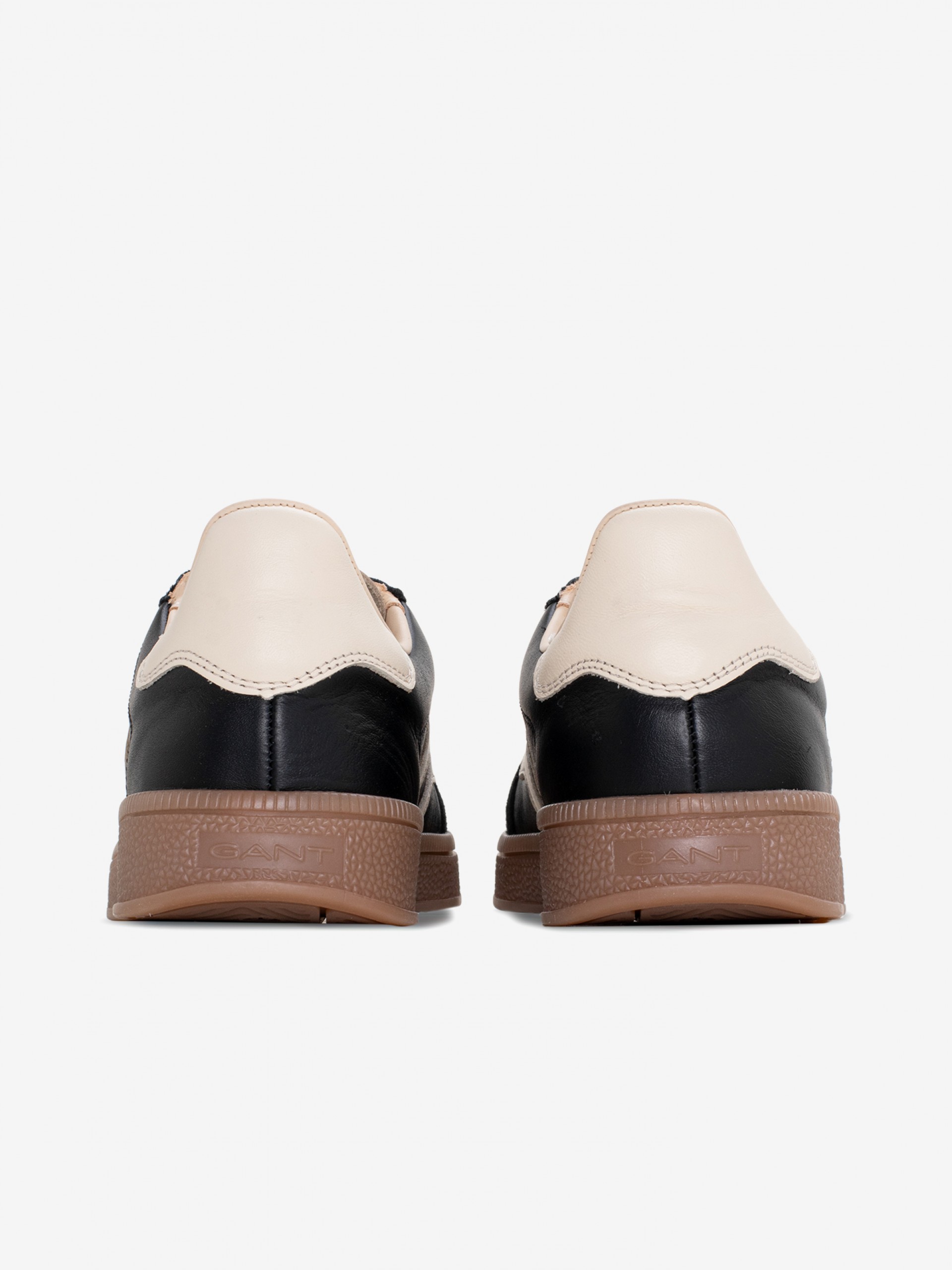 Sapatilhas Gant Cuzima Pretas e Bege Em Pele e Camurça Para Mulher