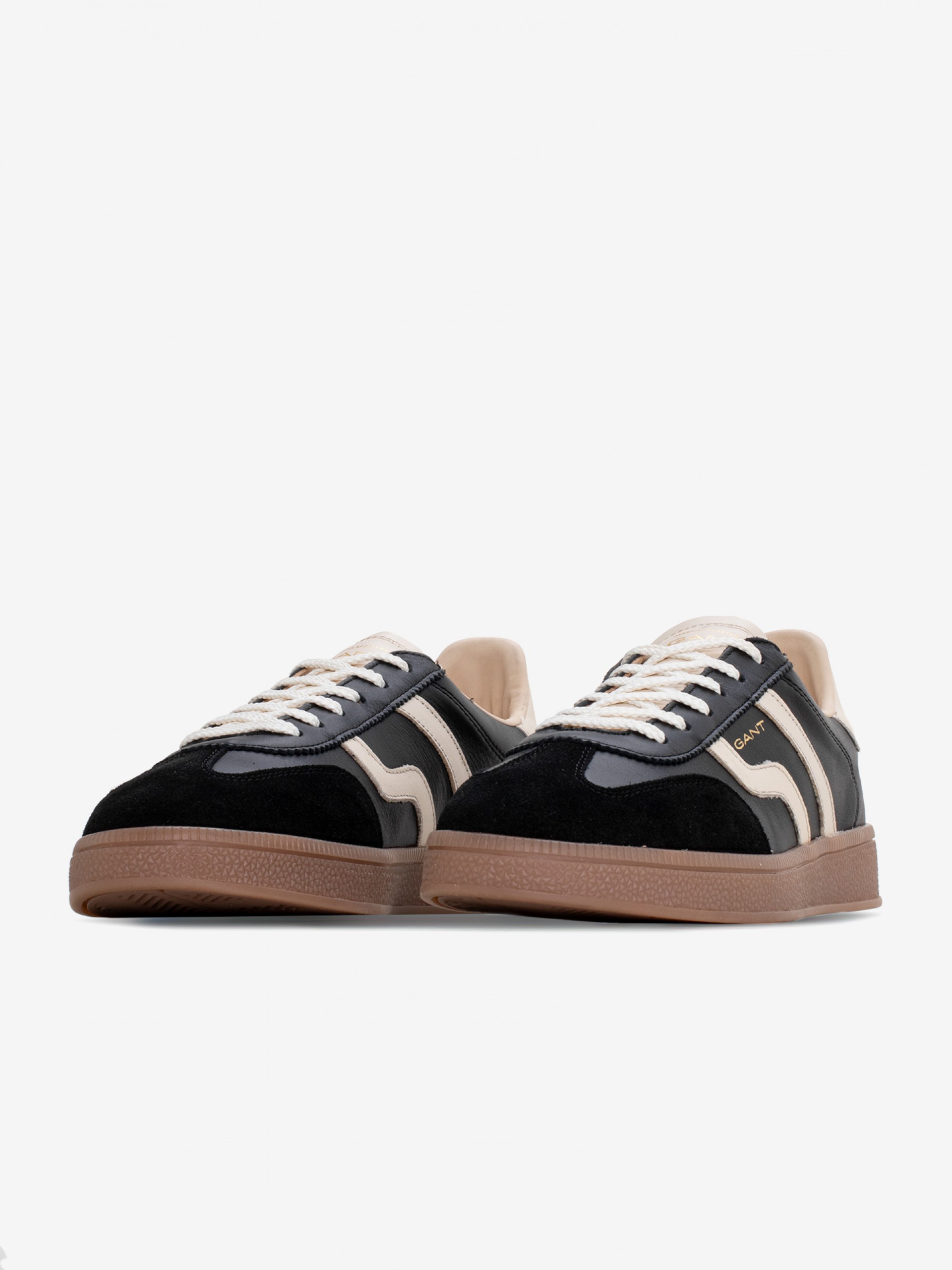 Sapatilhas Gant Cuzima Pretas e Bege Em Pele e Camurça Para Mulher