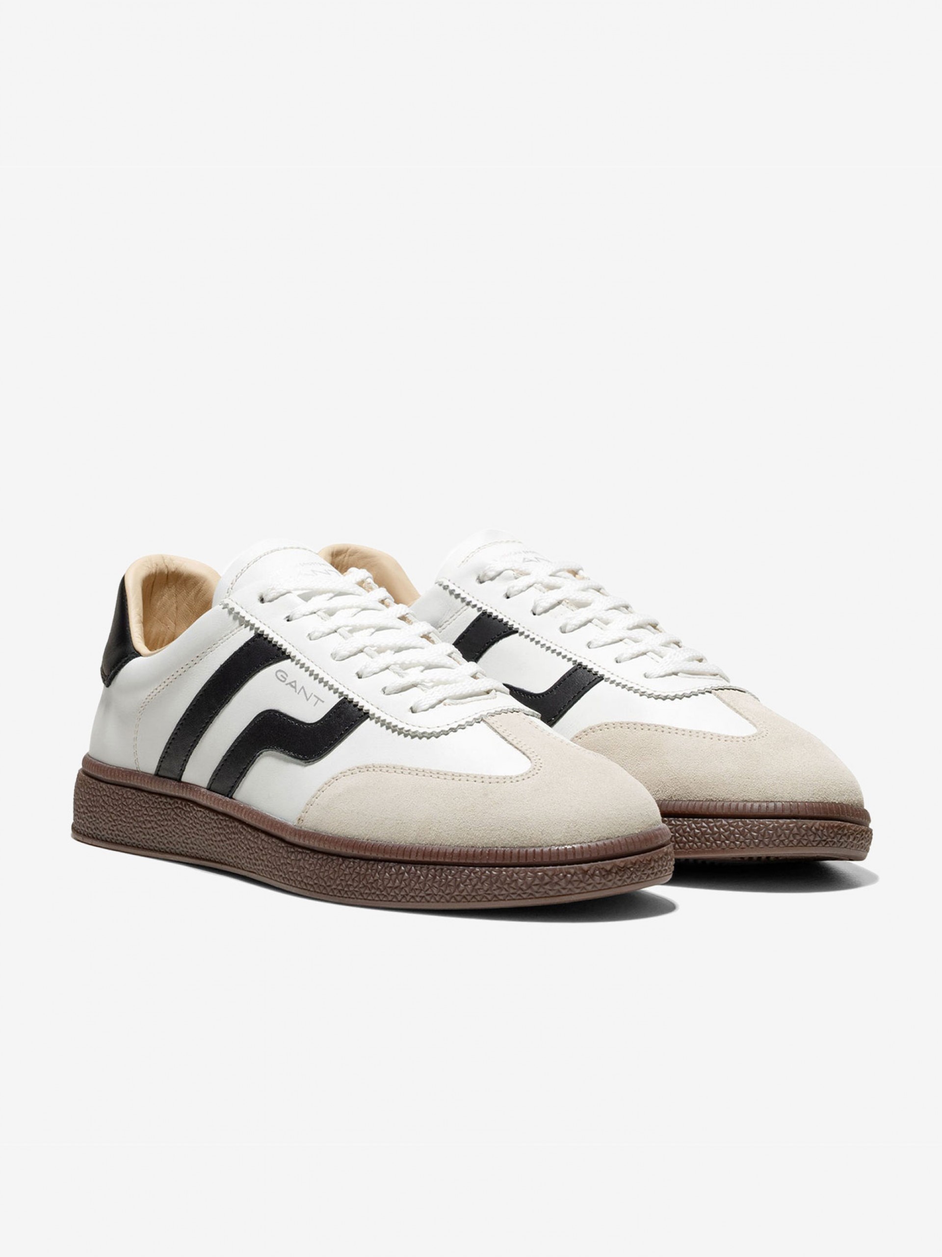 Zapatillas Gant Cuzmo Blancas y Negras De Piel y Gamuza Para Hombre