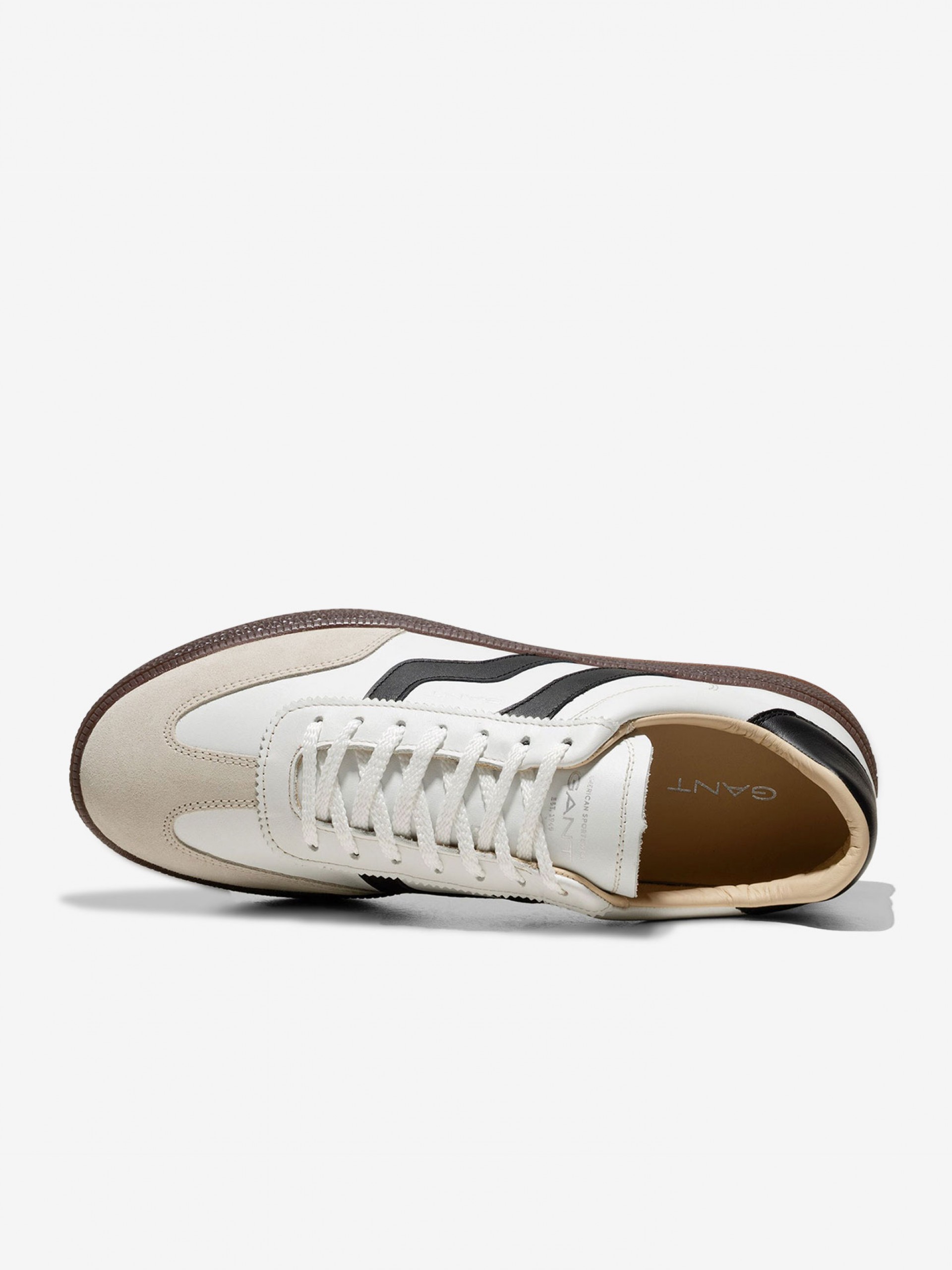 Zapatillas Gant Cuzmo Blancas y Negras De Piel y Gamuza Para Hombre