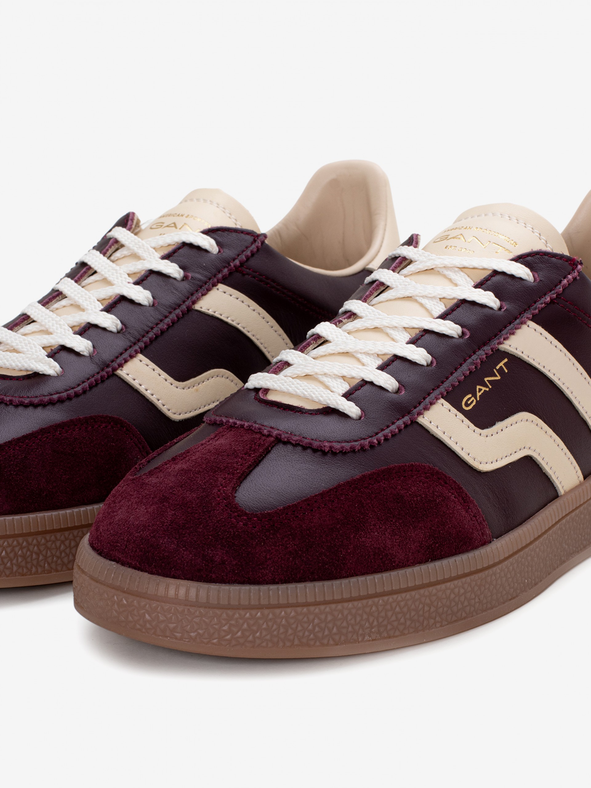 Gant Cuzima Burgundy and Beige Leather and Suede Sneakers For Women
