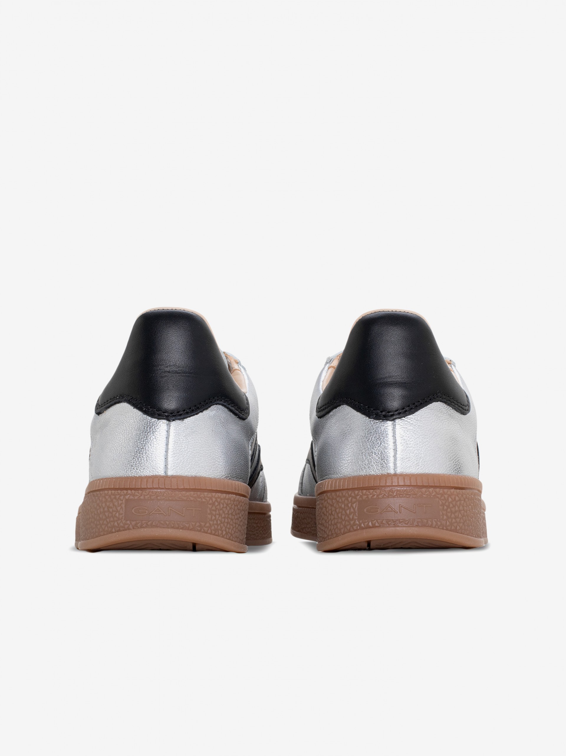 Zapatillas Gant Cuzima Plateadas y Negras De Piel y Gamuza Para Mujer