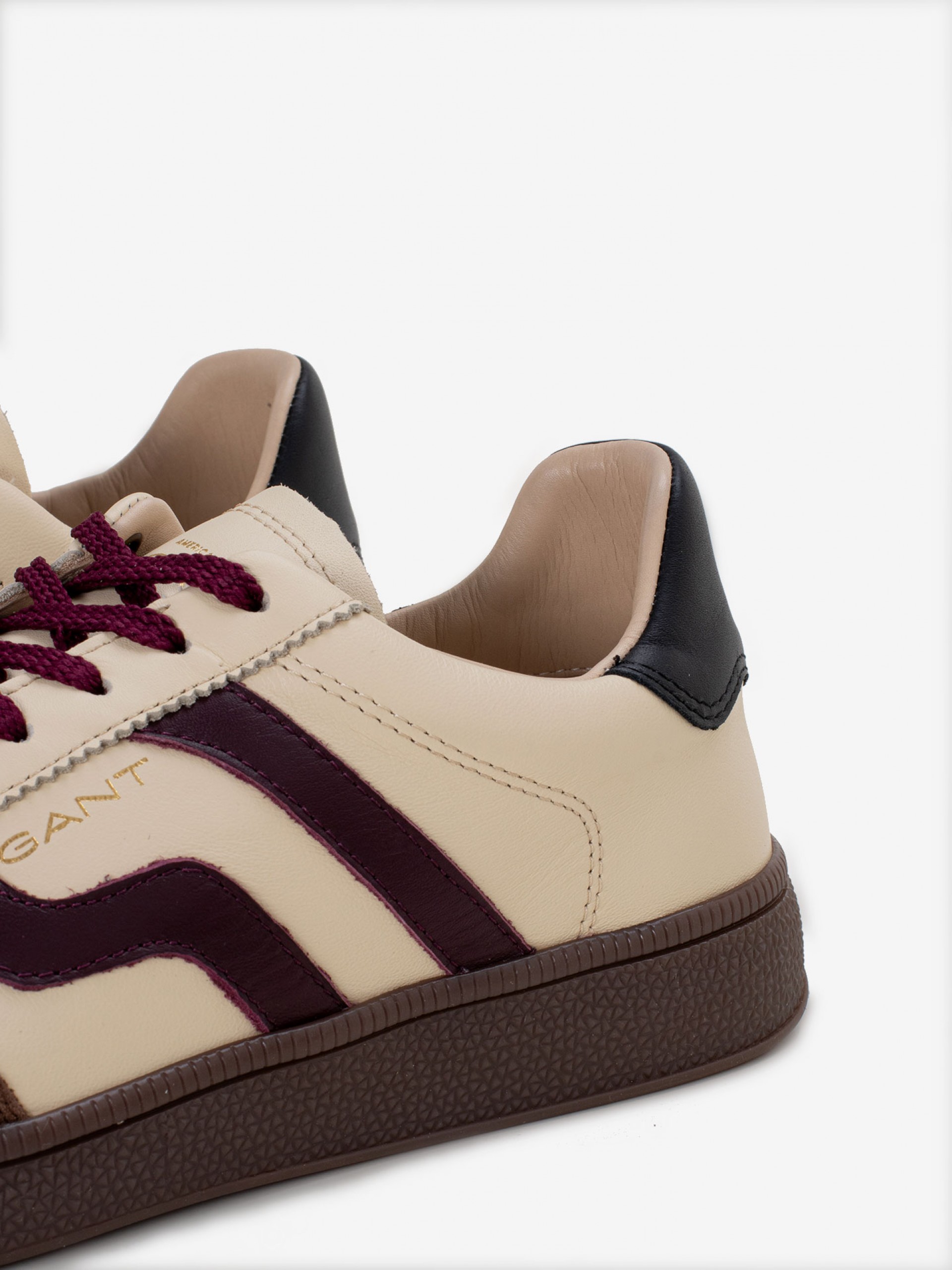 Zapatillas Gant Cuzmo Beige y Burdeos De Piel y Gamuza Para Hombre