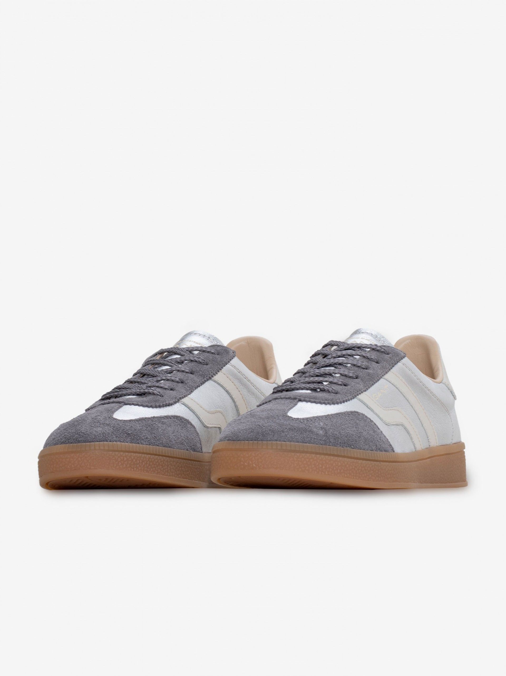 Zapatillas Gant Cuzima Plateadas De Piel y Gamuza Para Mujer