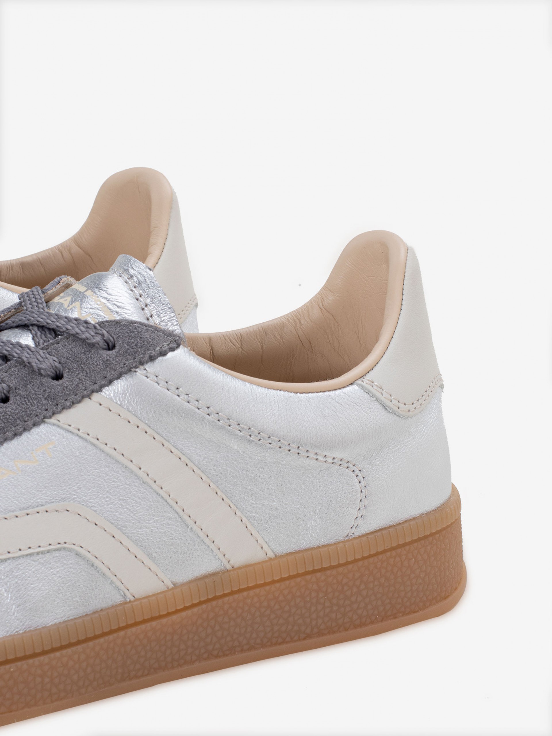 Zapatillas Gant Cuzima Plateadas De Piel y Gamuza Para Mujer