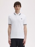 Polo Fred Perry M3600 Twin Tipped Branco e Preto