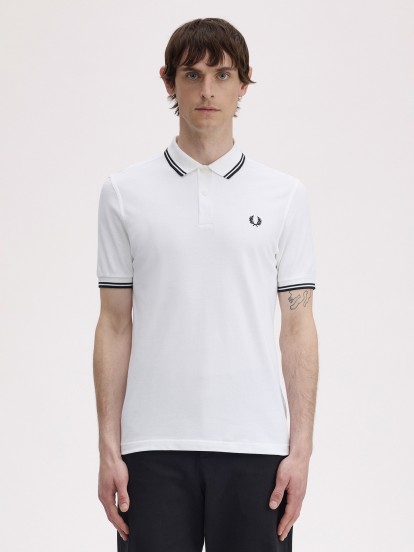 Polo Fred Perry M3600 Twin Tipped Blanco y Negro