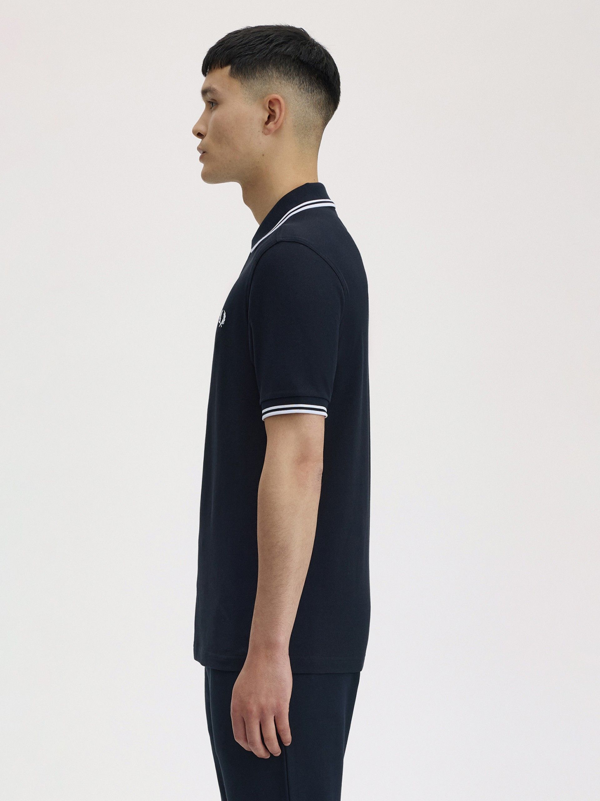 Fred Perry M3600 Twin Tipped Blue and White Polo Shirt
