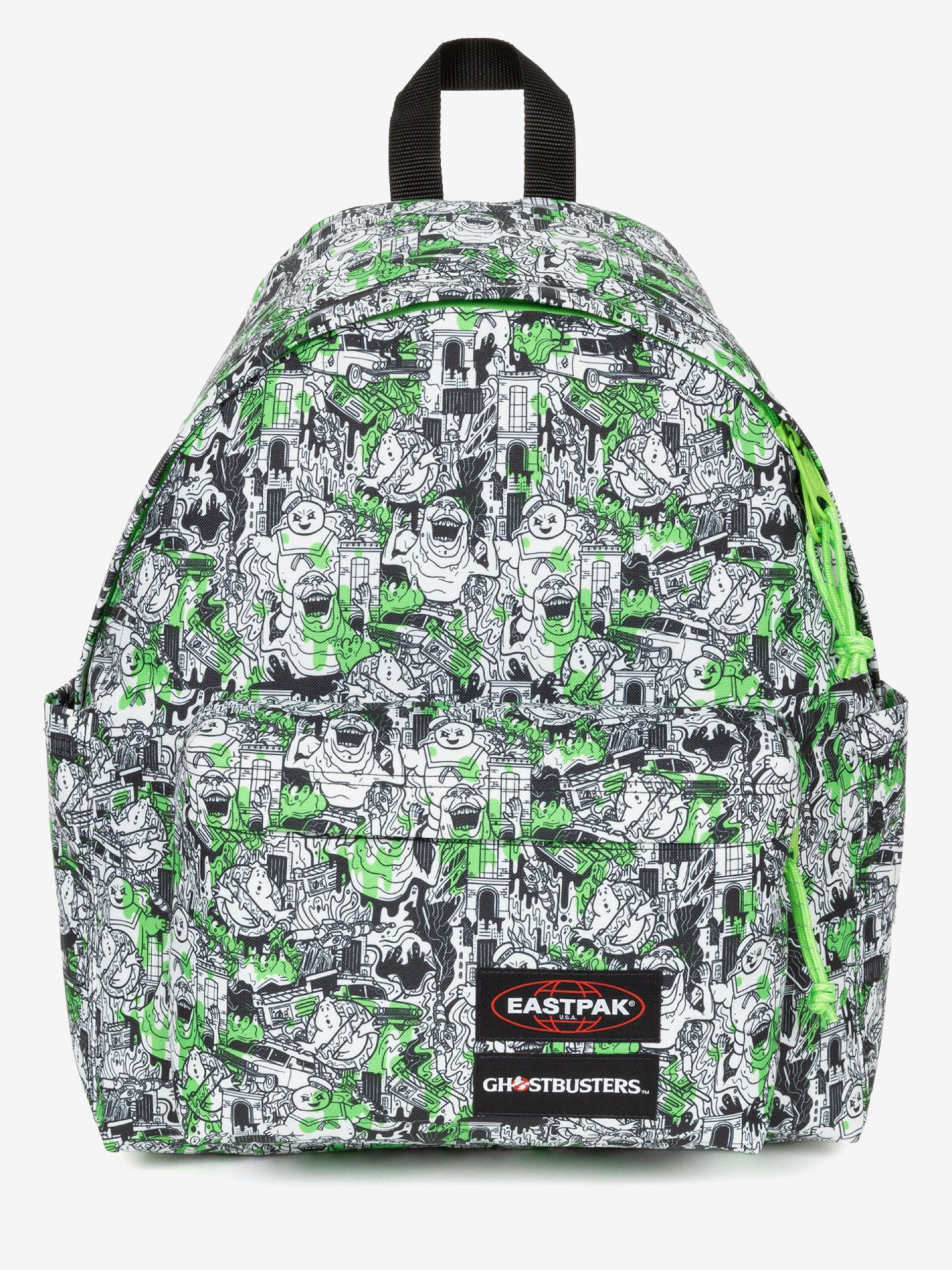 Mochila Escolar Eastpak Day Pak'R Ghostbusters Doodle Verde e Branca