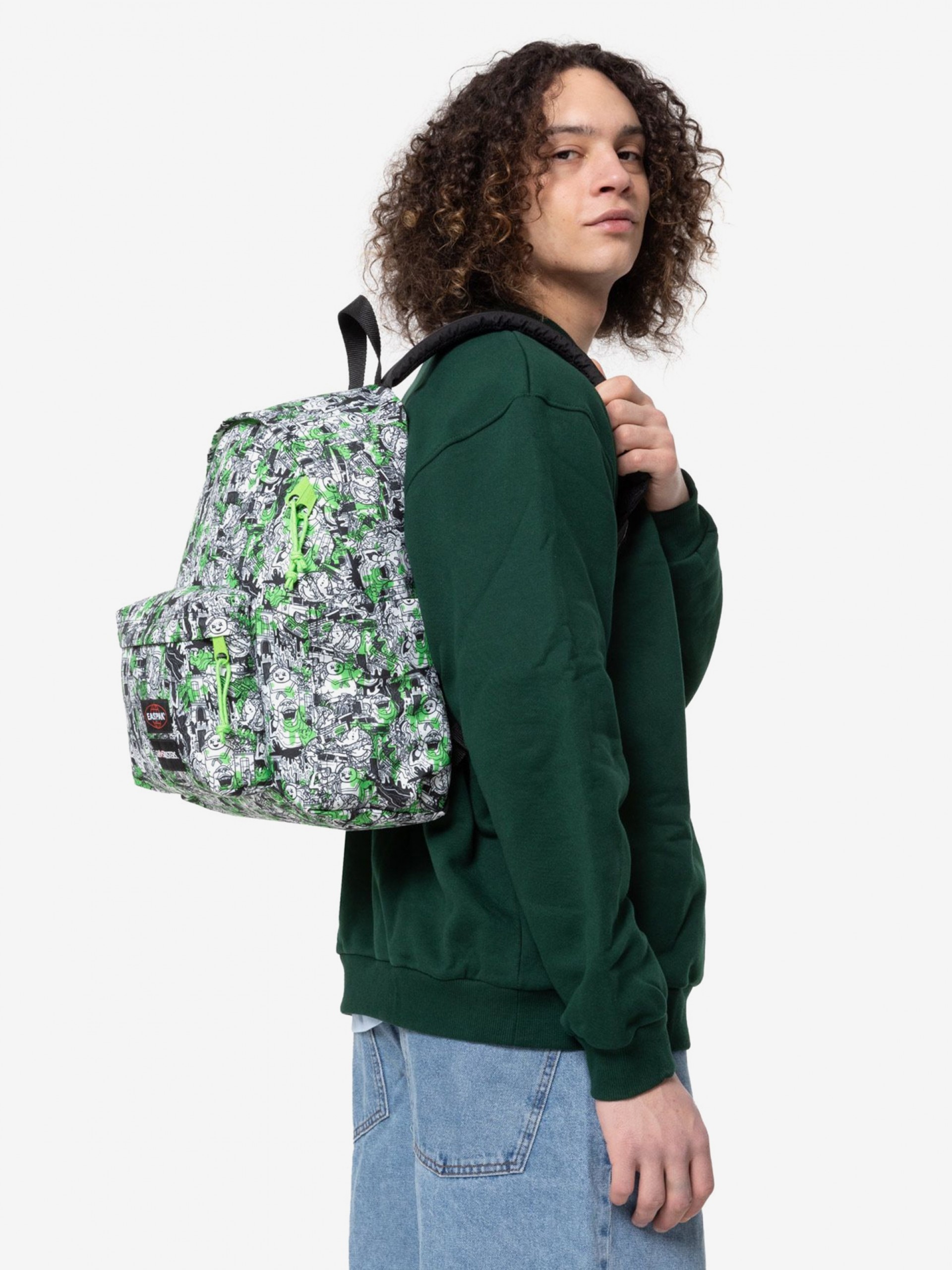 Mochila Escolar Eastpak Day Pak'R Ghostbusters Doodle Verde y Blanca