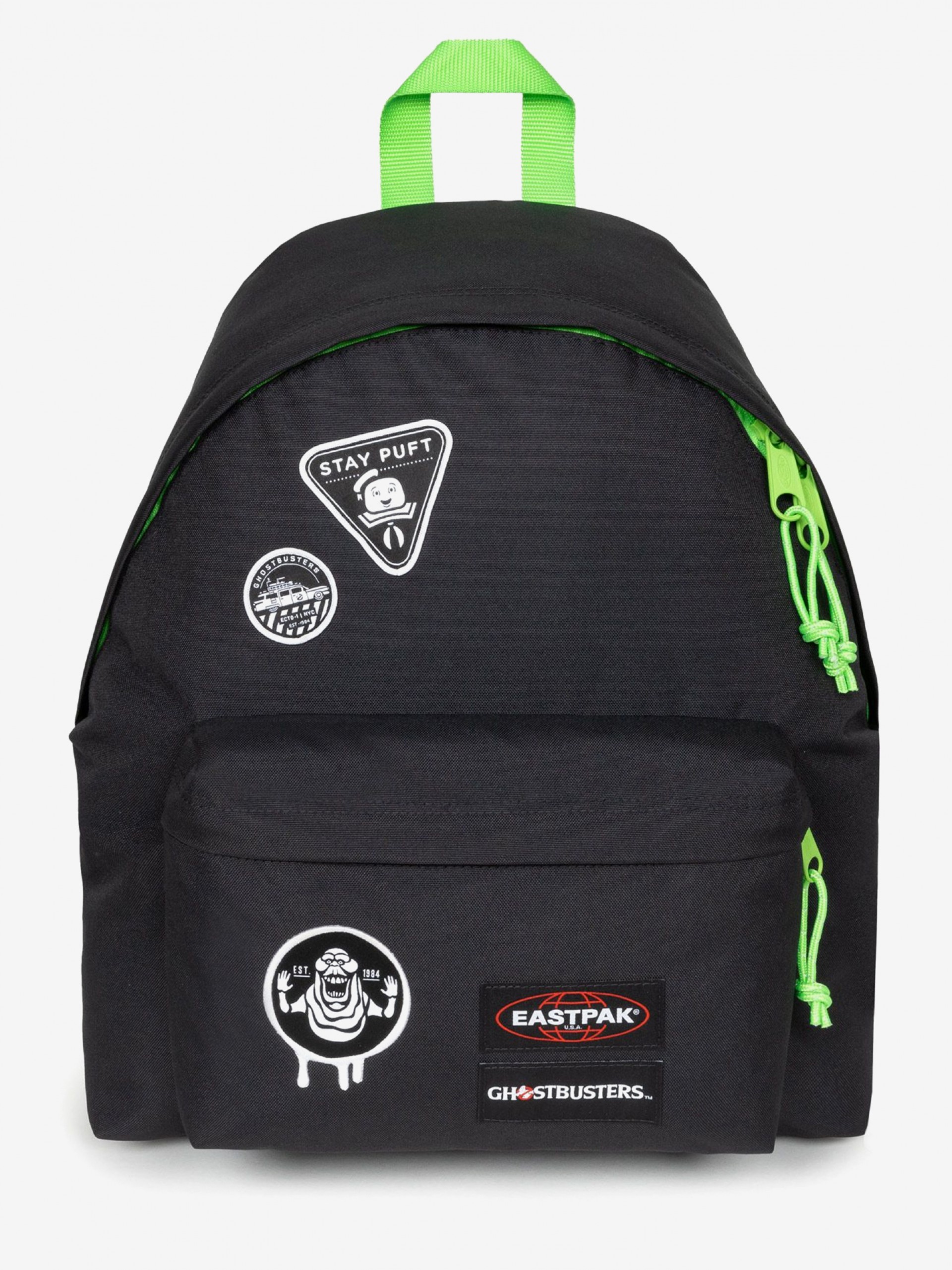 Mochila Escolar Eastpak Padded Pak'R Ghostbusters Patches Preta e Verde