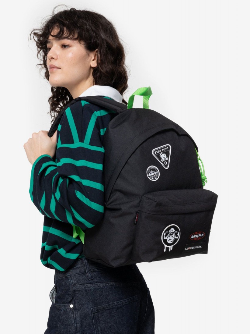 Mochila Escolar Eastpak Padded Pak'R Ghostbusters Patches Negra y Verde