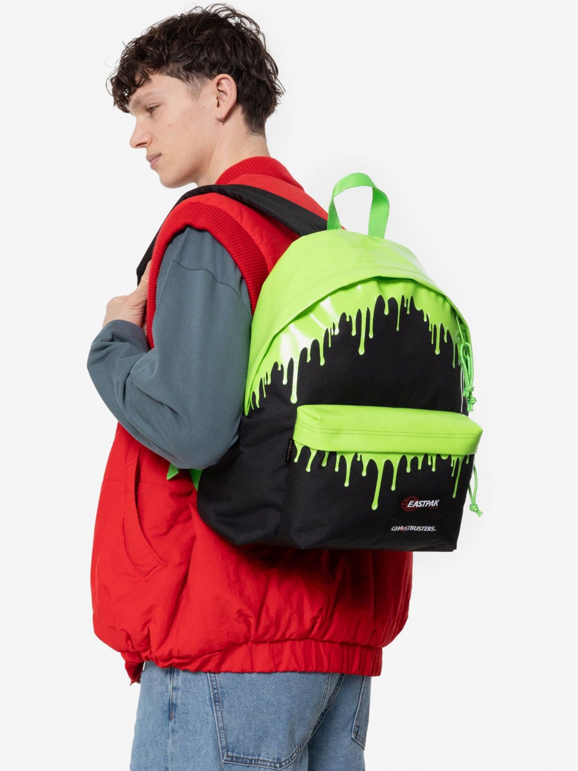 Mochila Escolar Eastpak Padded Pak'R Ghostbusters Slimmer Negra y Verde