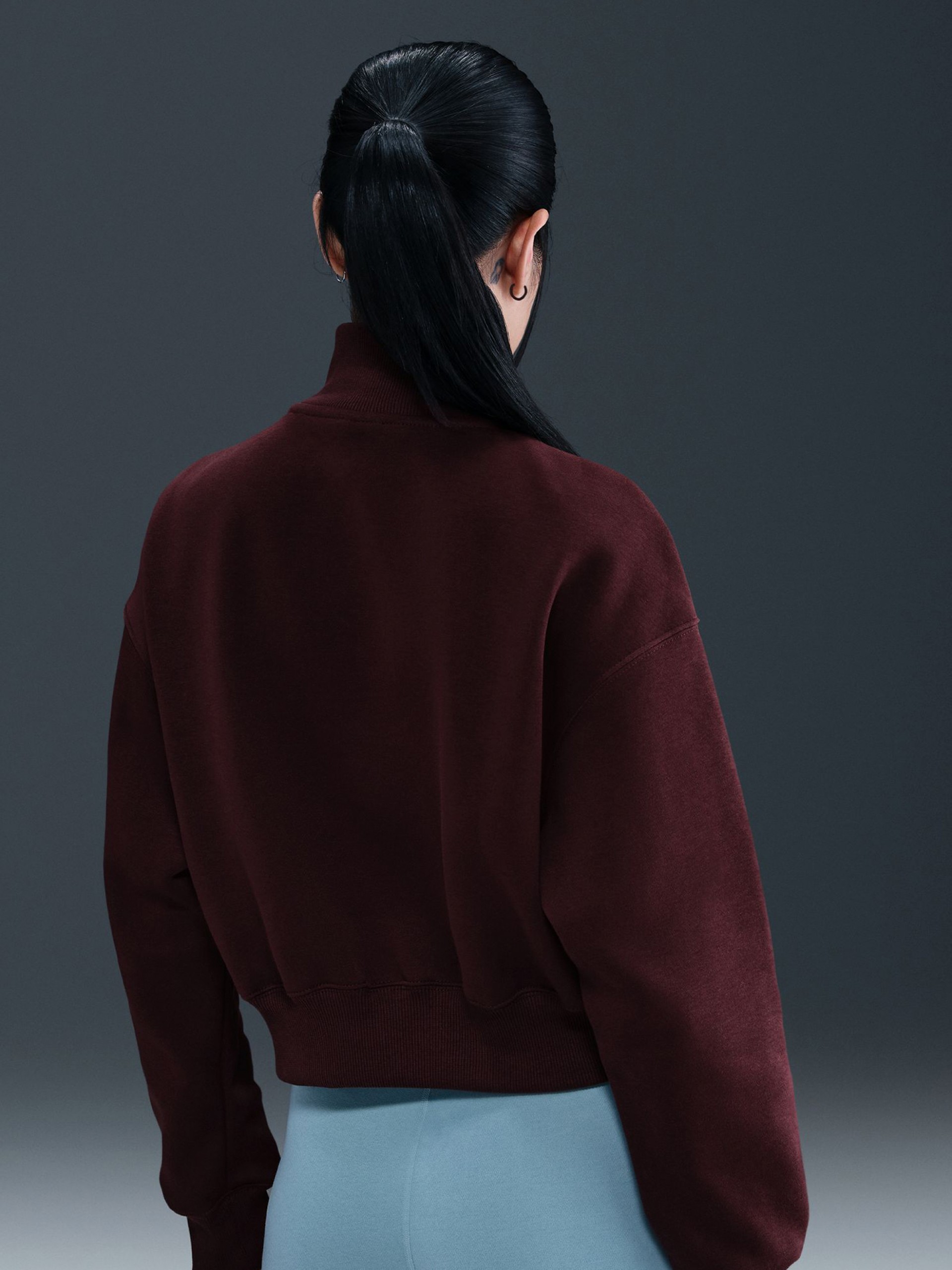 Sudadera con Cremallera Nike Sportswear Phoenix Fleece Crop Burdeos Para Mujer