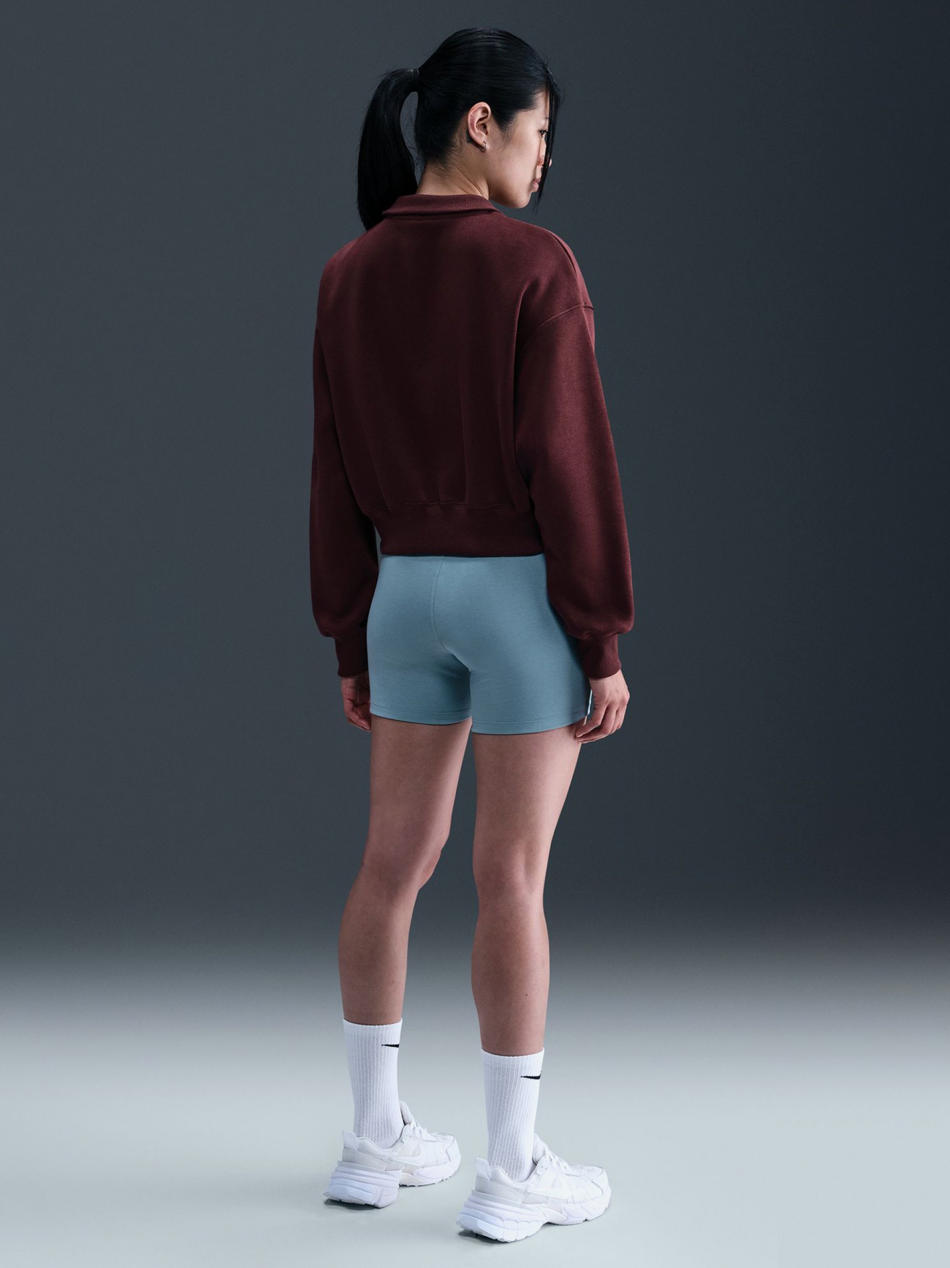 Camisola com Fecho Nike Sportswear Phoenix Fleece Crop Bordeaux Para Mulher