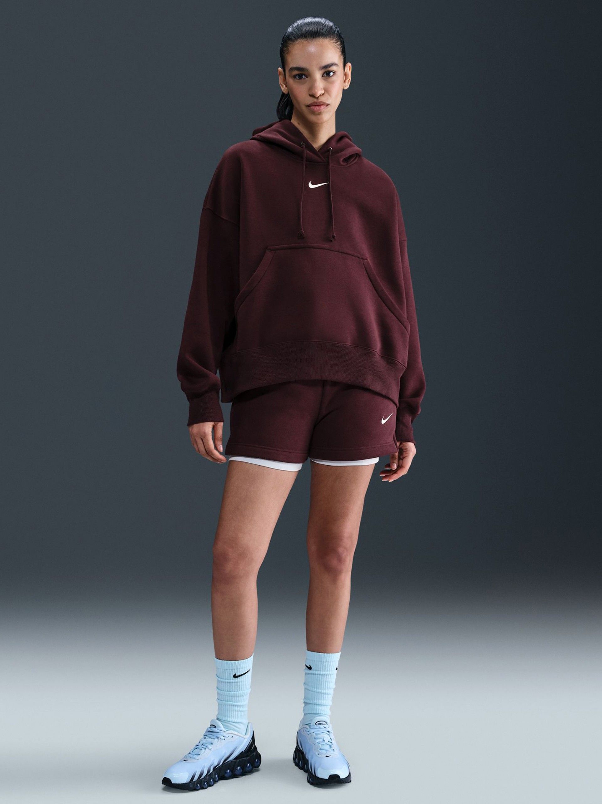 Sudadera con Capucha Nike Sportswear Phoenix Fleece Oversized Burdeos Para Mujer