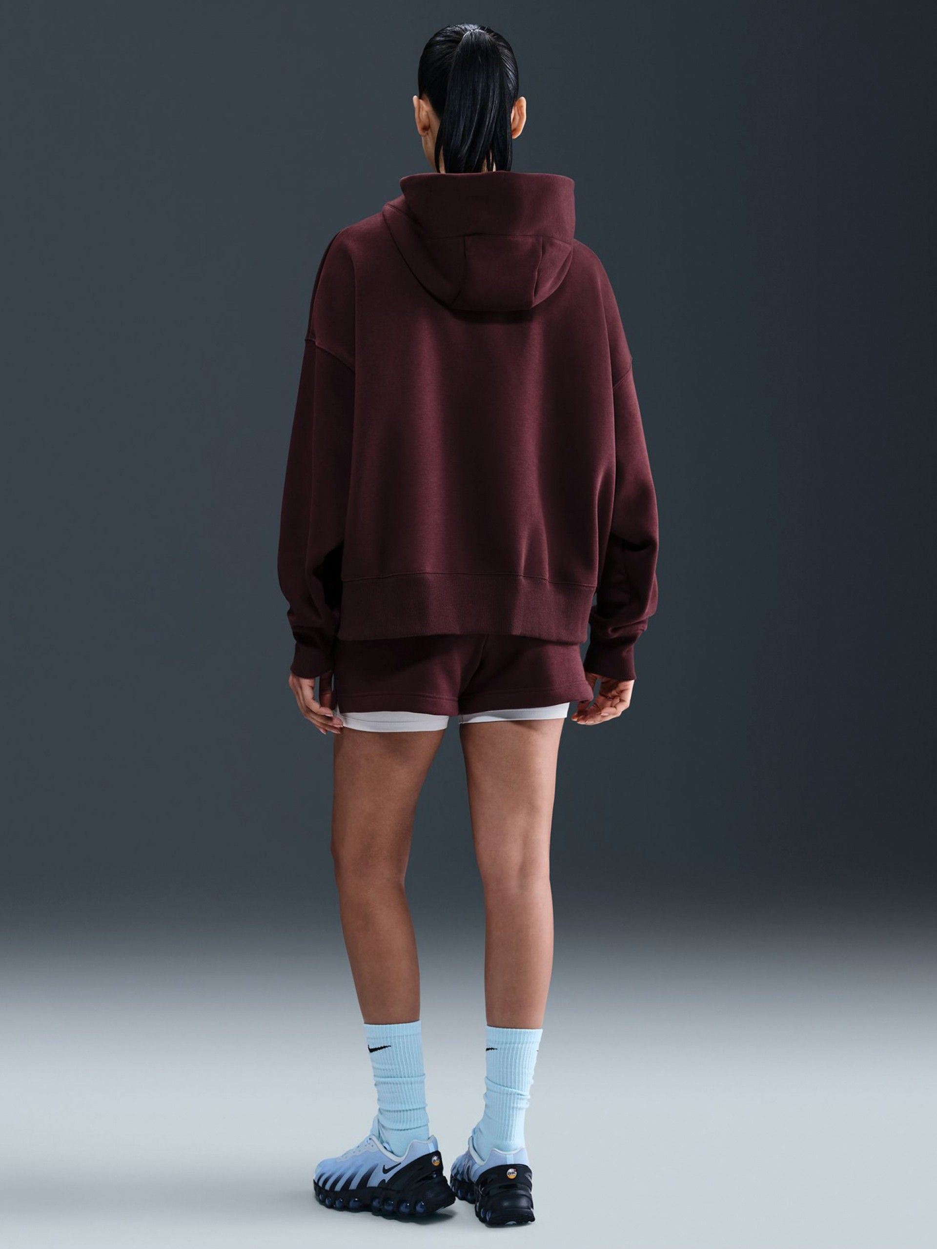 Sudadera con Capucha Nike Sportswear Phoenix Fleece Oversized Burdeos Para Mujer