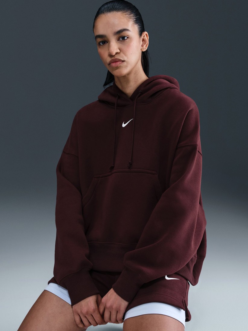 Sudadera con Capucha Nike Sportswear Phoenix Fleece Oversized Burdeos Para Mujer