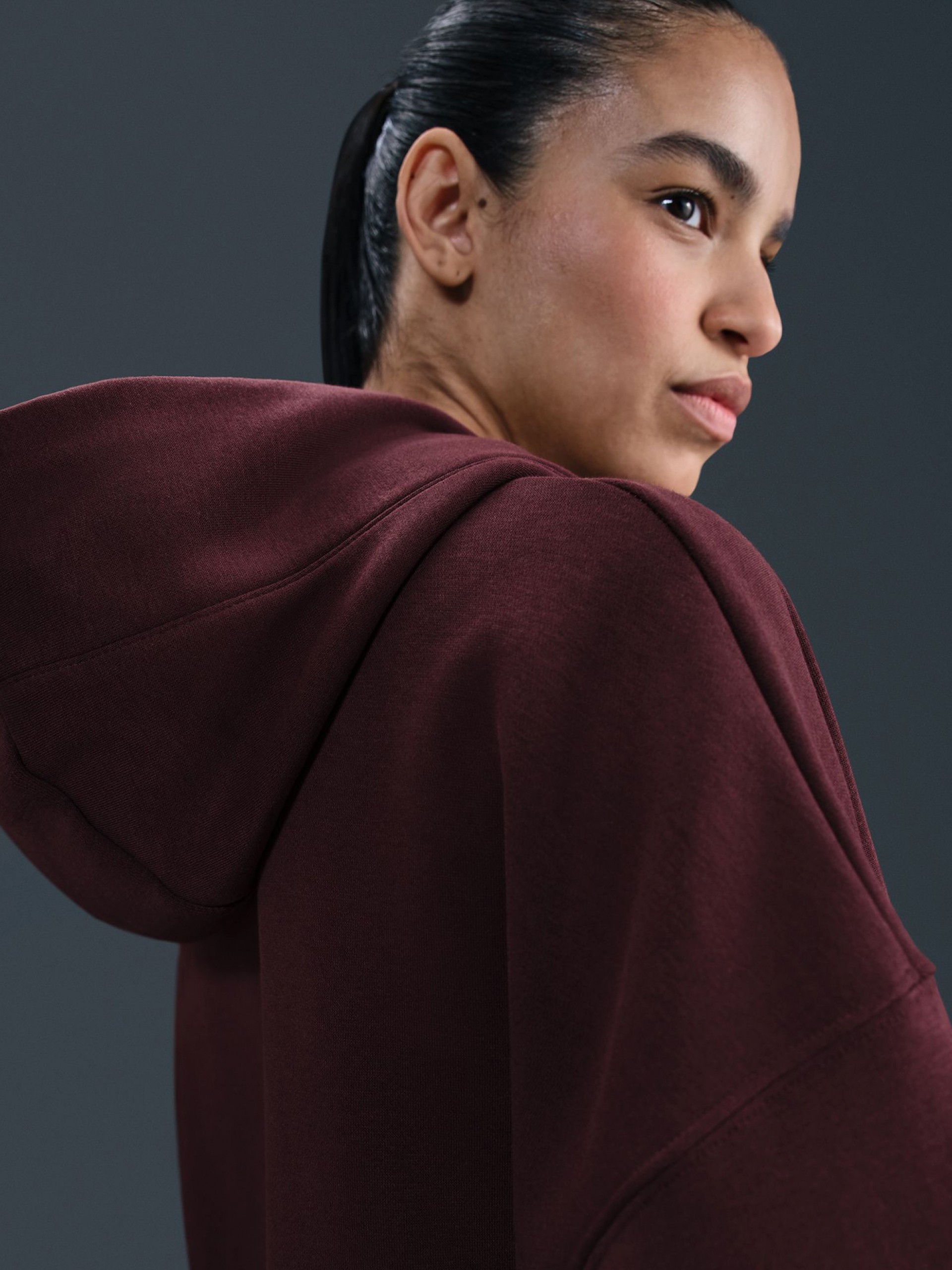 Sudadera con Capucha Nike Sportswear Phoenix Fleece Oversized Burdeos Para Mujer