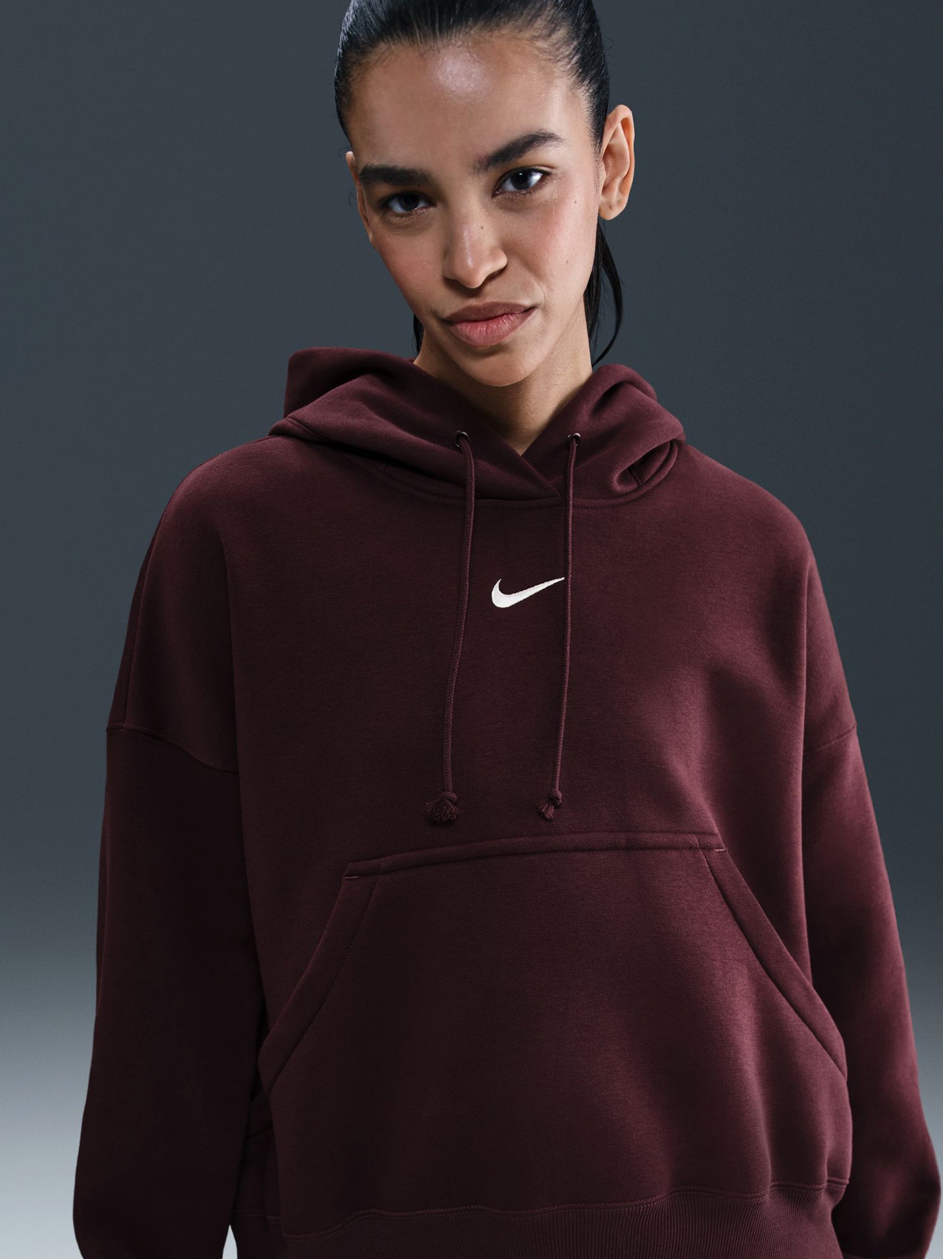 Sudadera con Capucha Nike Sportswear Phoenix Fleece Oversized Burdeos Para Mujer